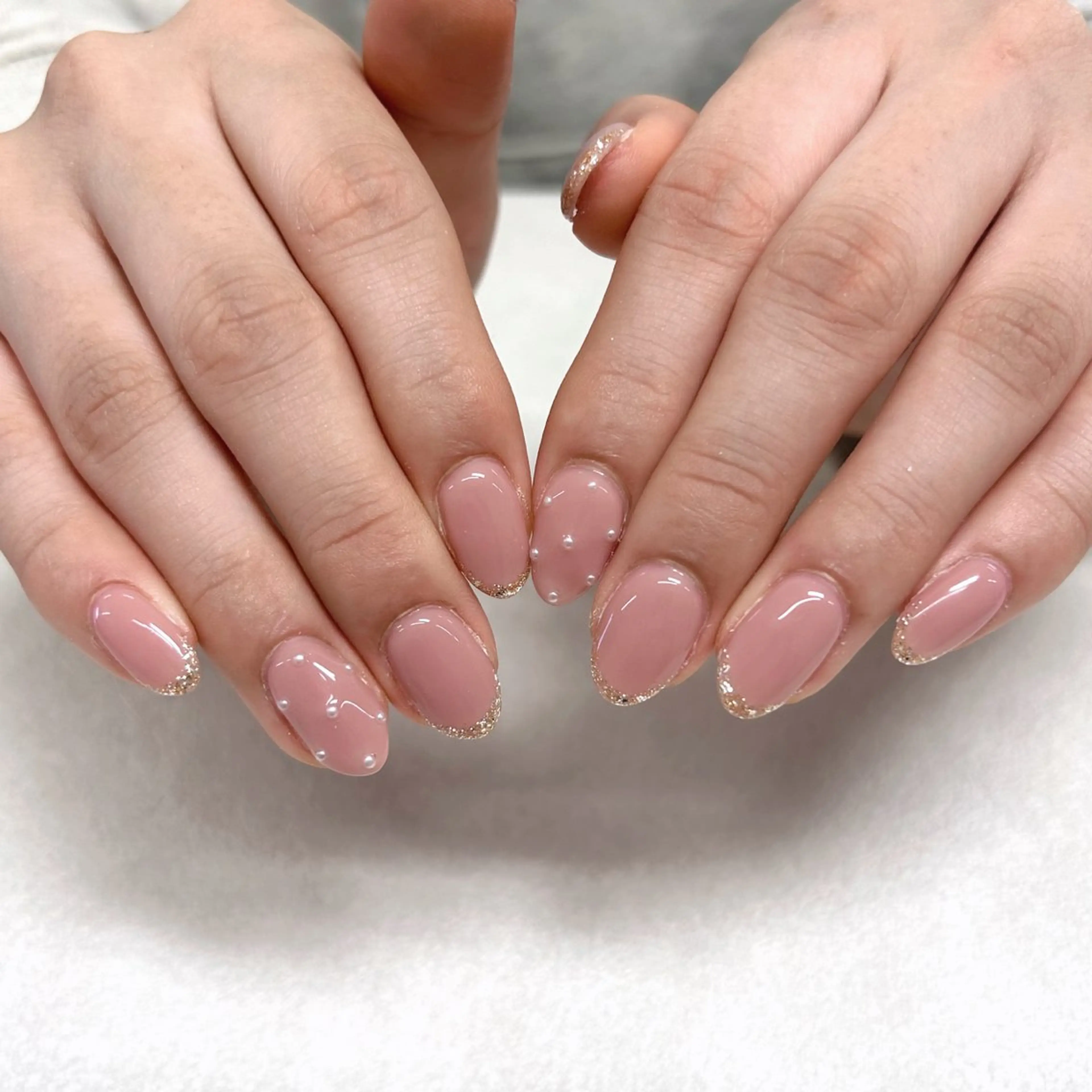 ネイル フレンチネイル ラメ(グリッター) ピンク REMIA 🤍harukaのネイルデザイン