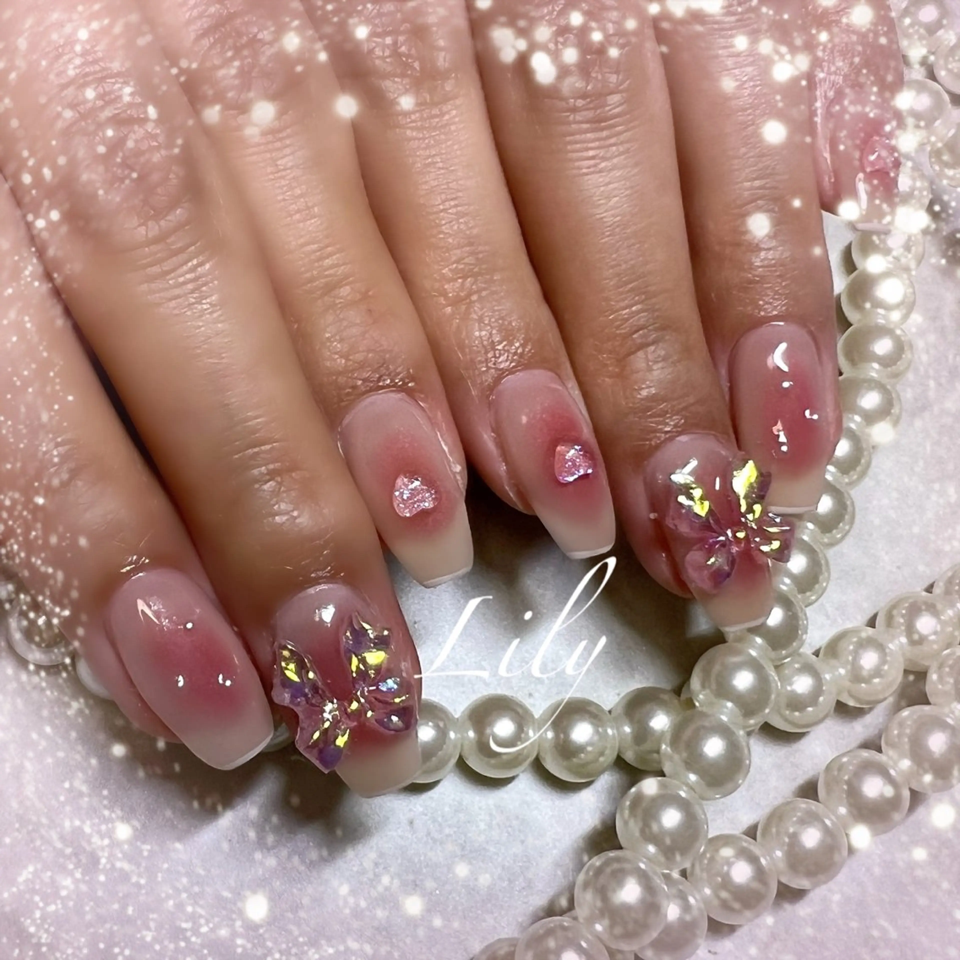 ネイル ガーリー ワンホンネイル ハンドネイル Lily*nail 🌻Mii🌻のネイルデザイン