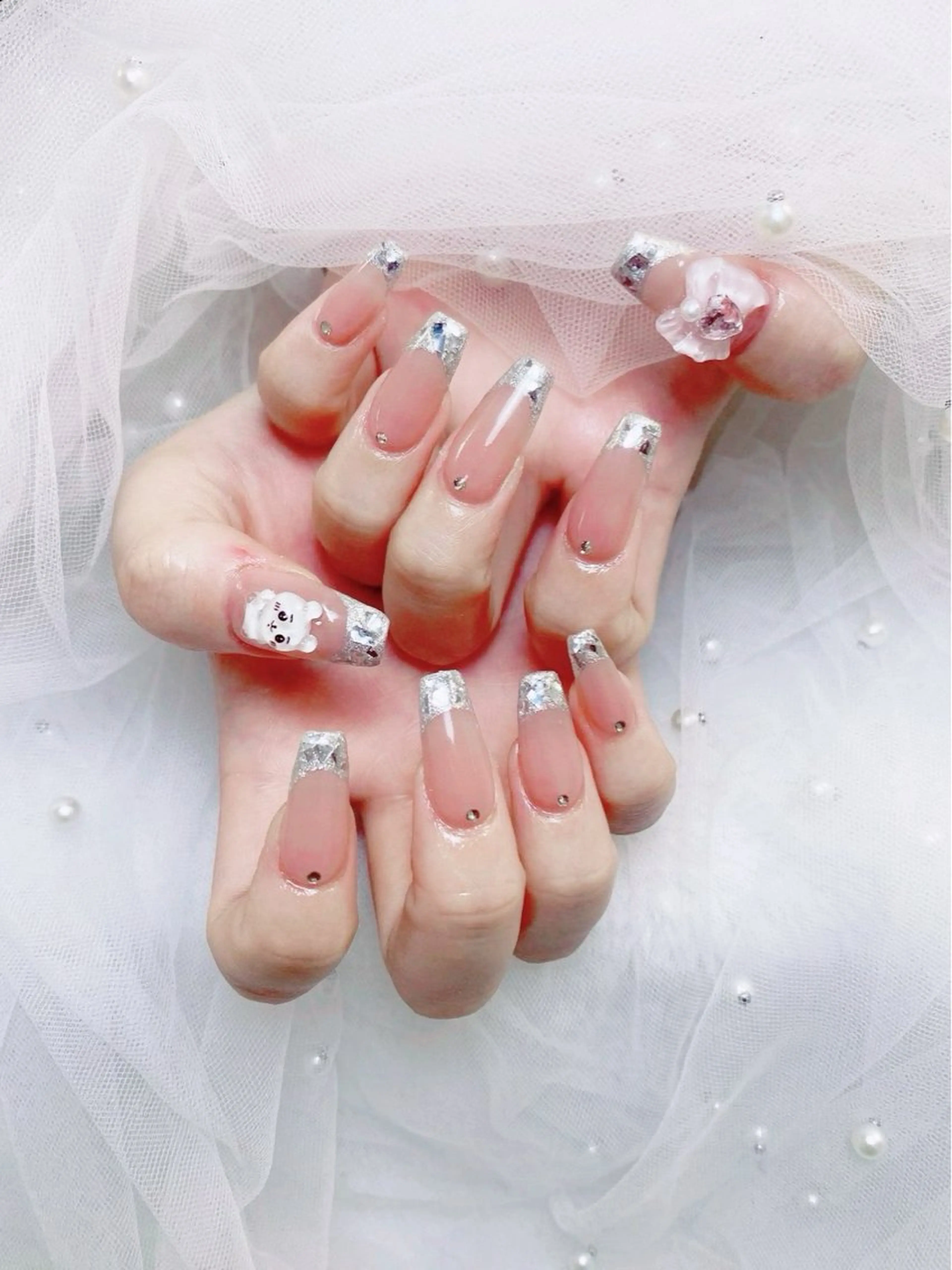 ネイル フレンチネイル ジェルネイル ハート 韓国ネイル マグネットネイル ハンドネイル ネイルサロン lotusのネイルデザイン