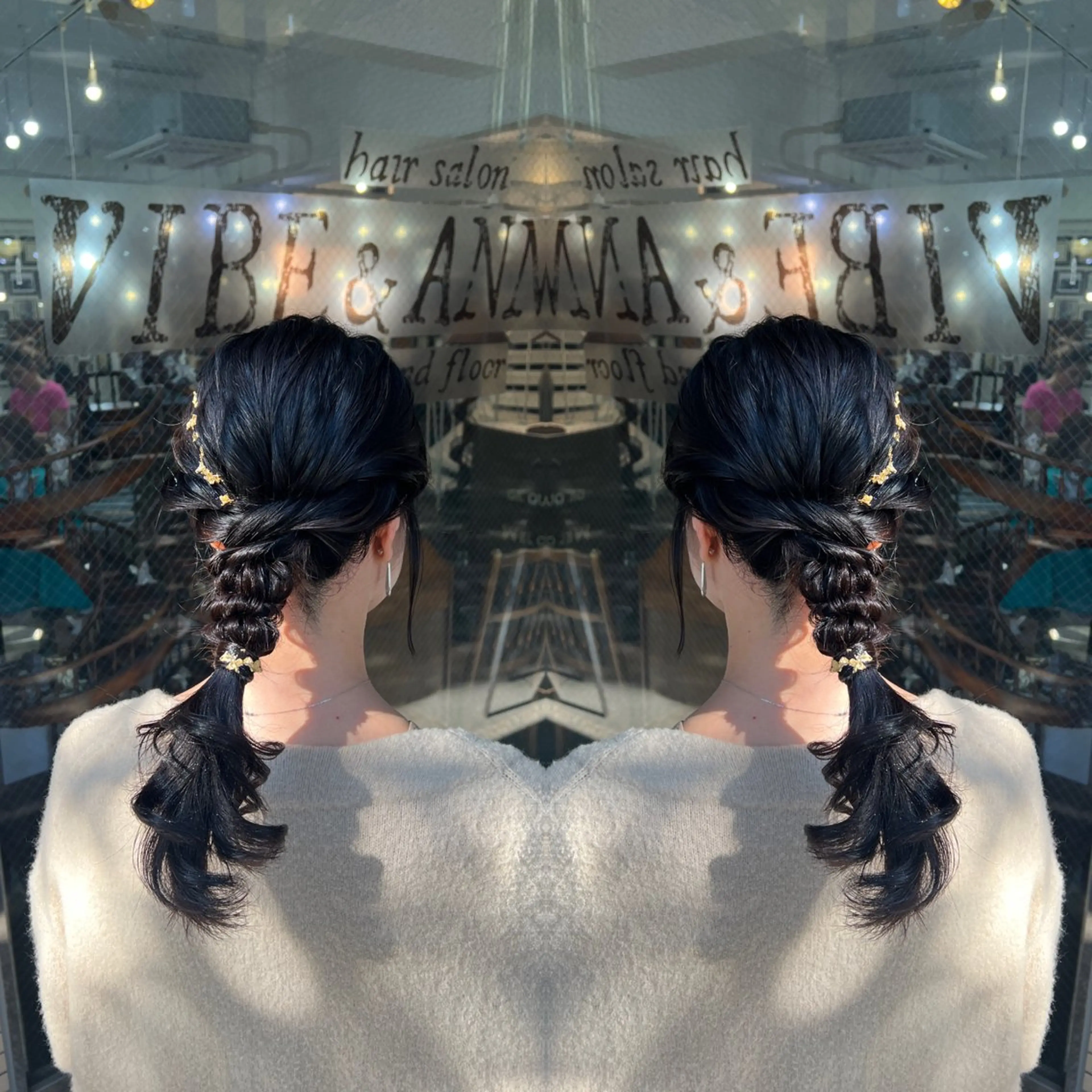 セミロング ヘアアレンジ ヘアセット ハイライト/レイヤー /ハイトーン/AOIのヘアスタイル