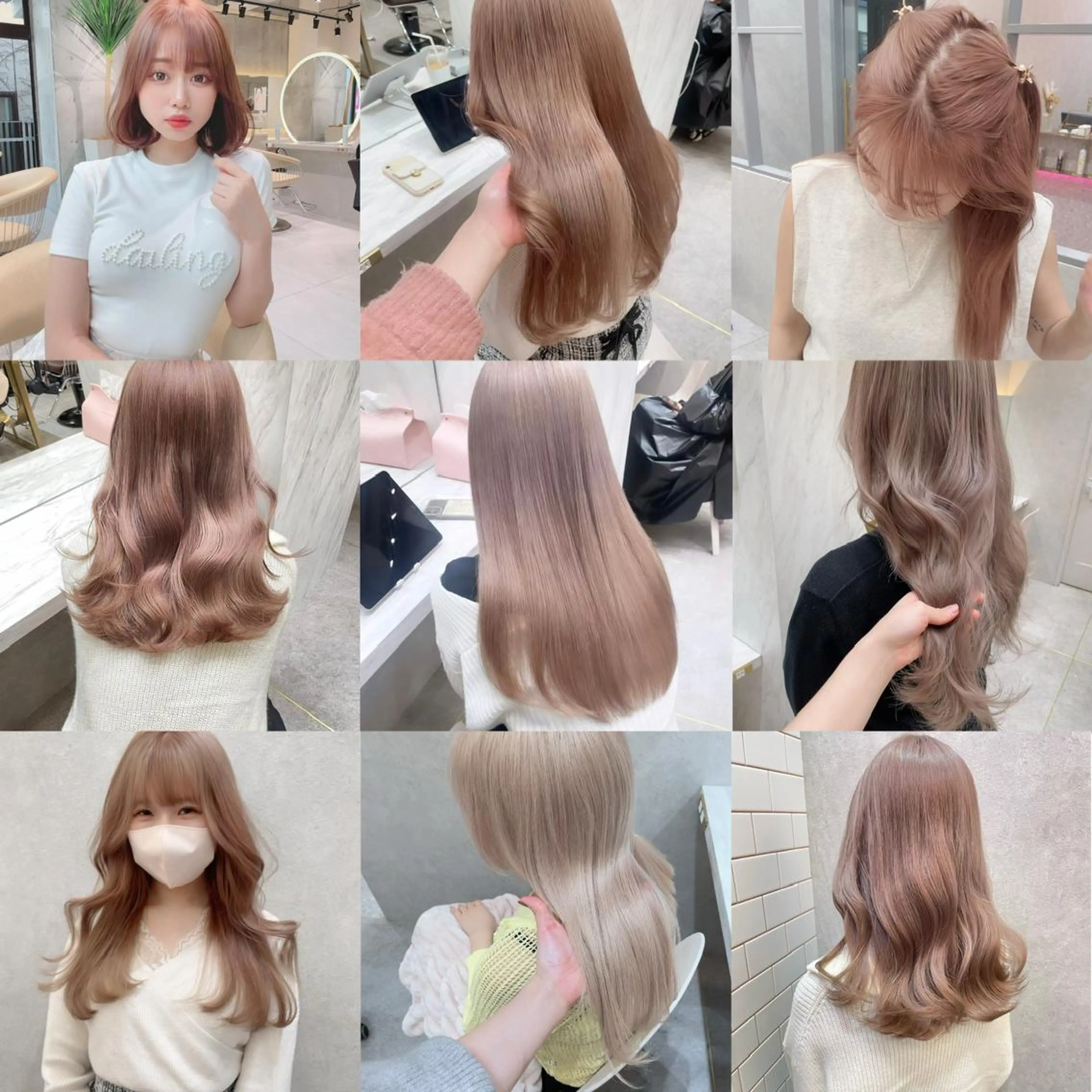 ミディアム 髪質改善 レイヤーカット 縮毛矯正 トリートメント ヘアカラー rina／ベージュ ワンホン/韓国ヘアのヘアスタイル