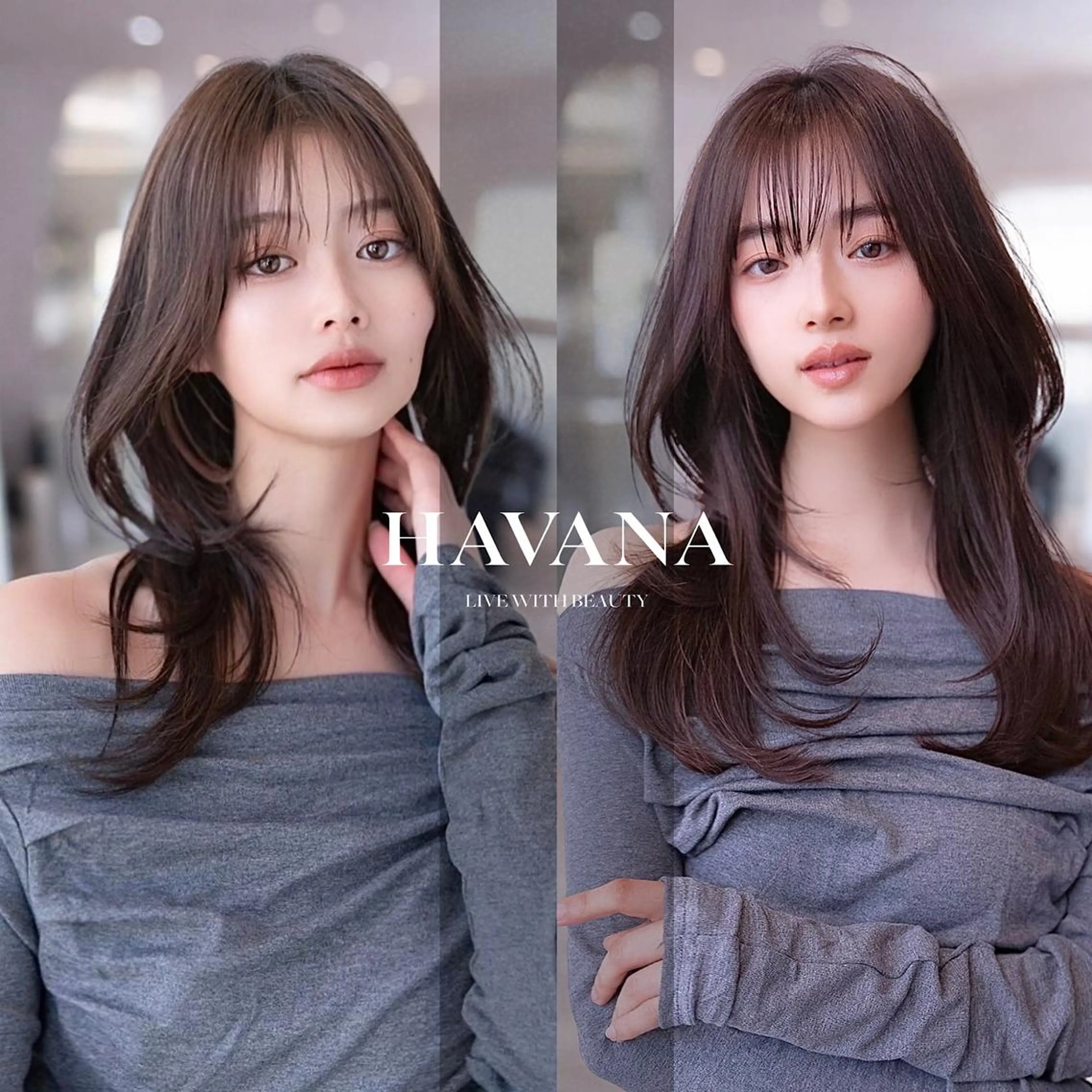 カラー セミロング カット ヘアカラー ill HAVANA 【レイヤー/韓国】のヘアスタイル