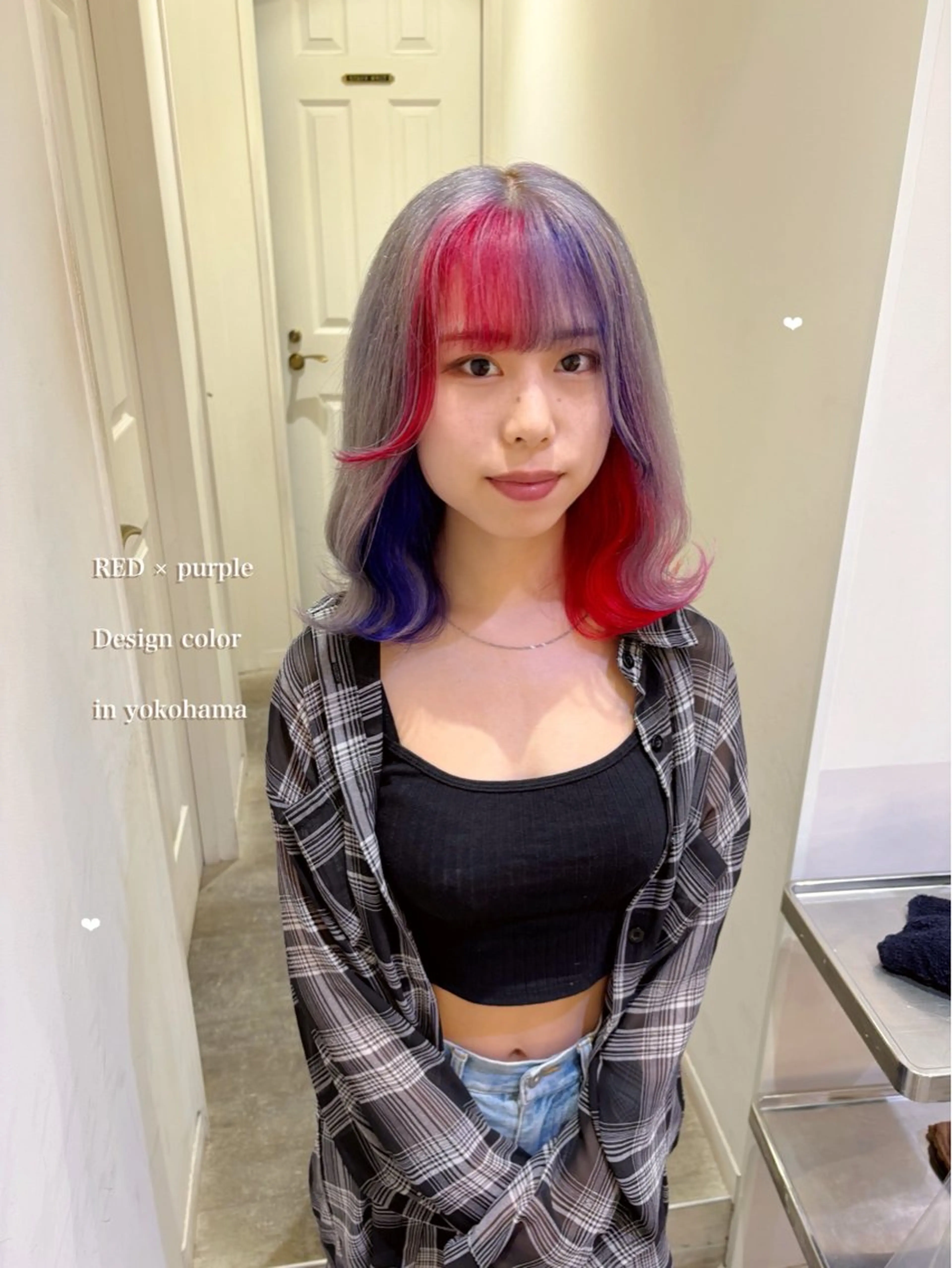 セミロング カラー デザインカラー インナーカラー ツートーンカラー ヘアカラー エクステ/ハイトーン 🐏☁️miminaのヘアスタイル