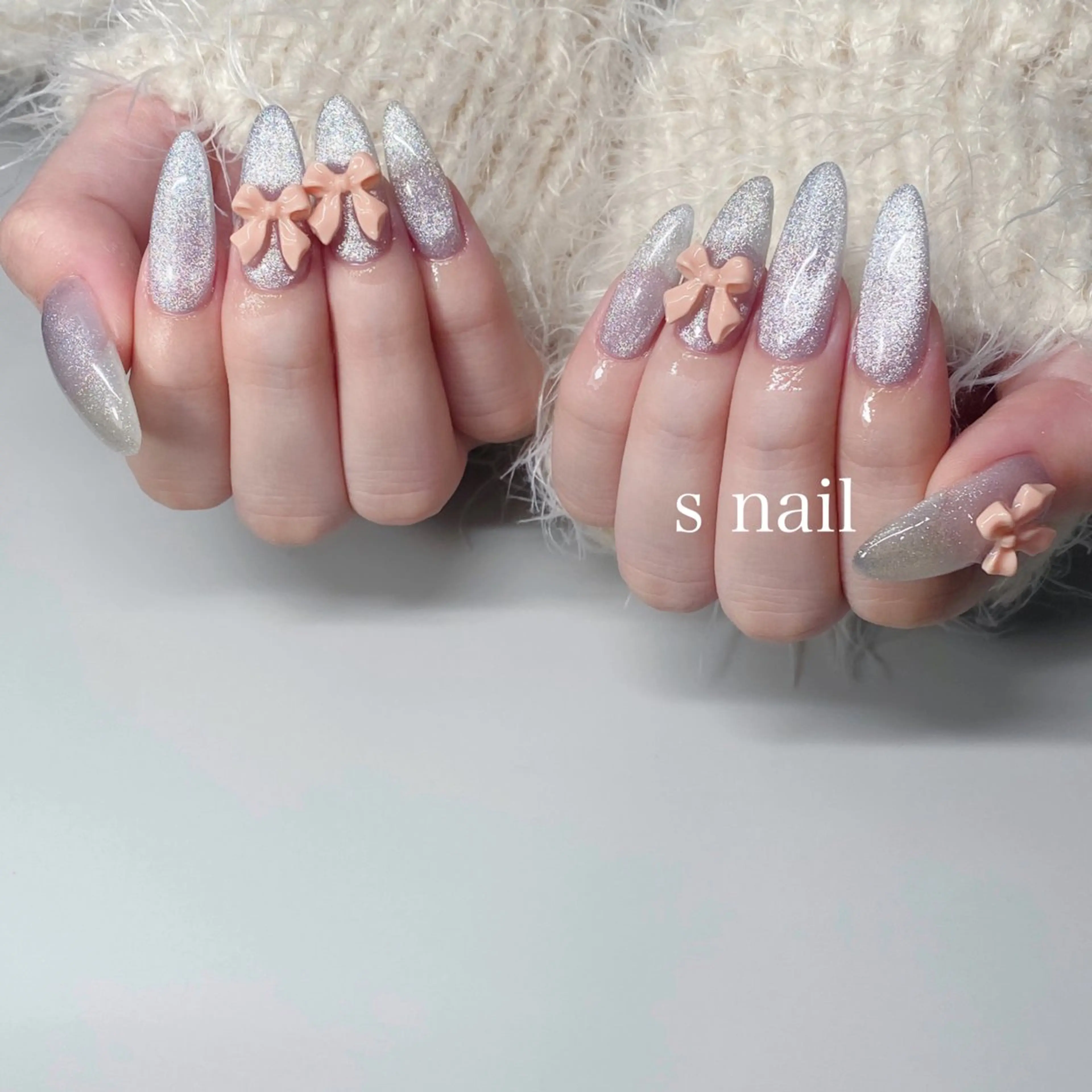 ネイル 持ち込み リボン ハンドネイル s nail さとよしみゆきのネイルデザイン