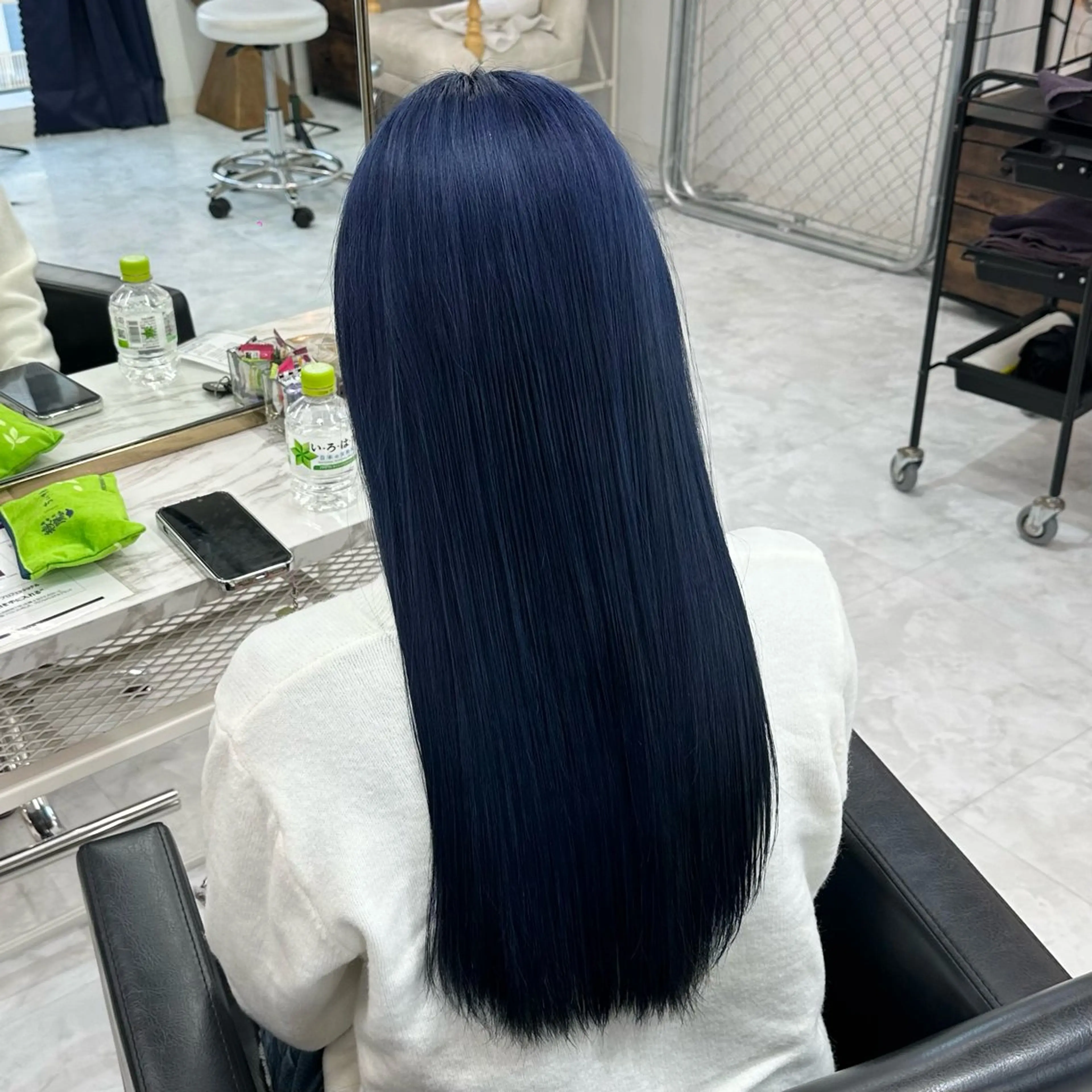 ロング カラー ブルーカラー ネイビーカラー ヘアカラー トリートメント 💎艶々ハイトーン MOE💍🤍のヘアスタイル