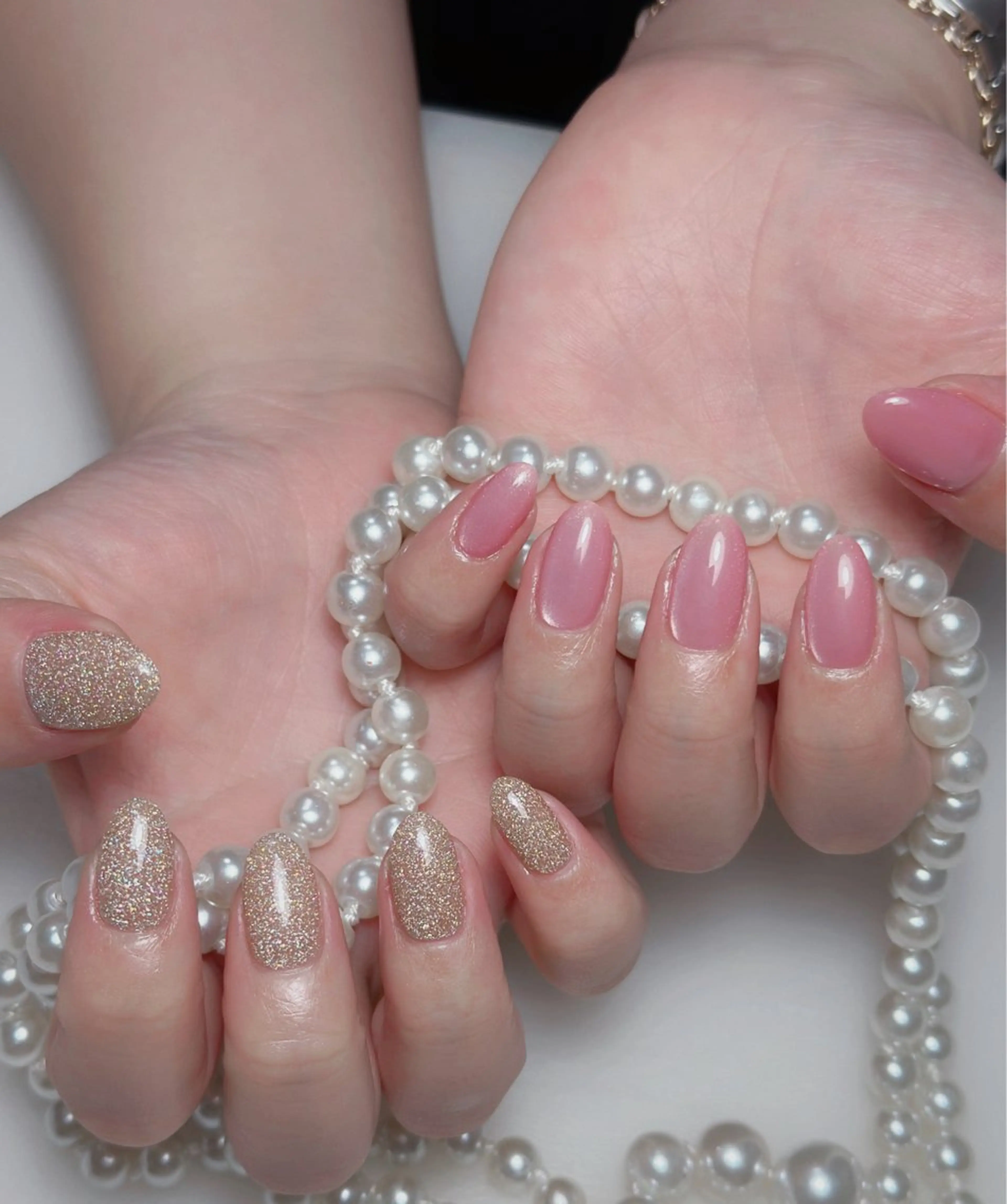 ネイル オーロラネイル 長さ出し フットネイル 韓国ネイル ラメ(グリッター) ハンドネイル 👍thumbs up nail👍のネイルデザイン