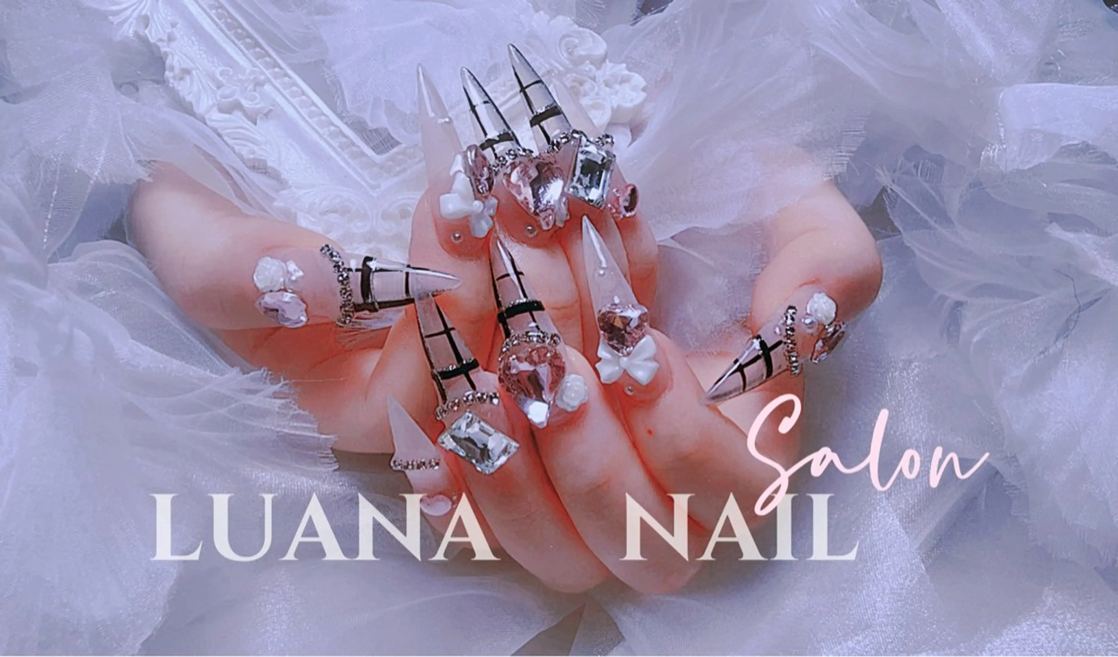 ネイル フラッシュネイル フレンチネイル 韓国ネイル ロングネイル マグネットネイル ハンドネイル ルアナネイルサロン所属・ルアナネイル サロンのネイルデザイン