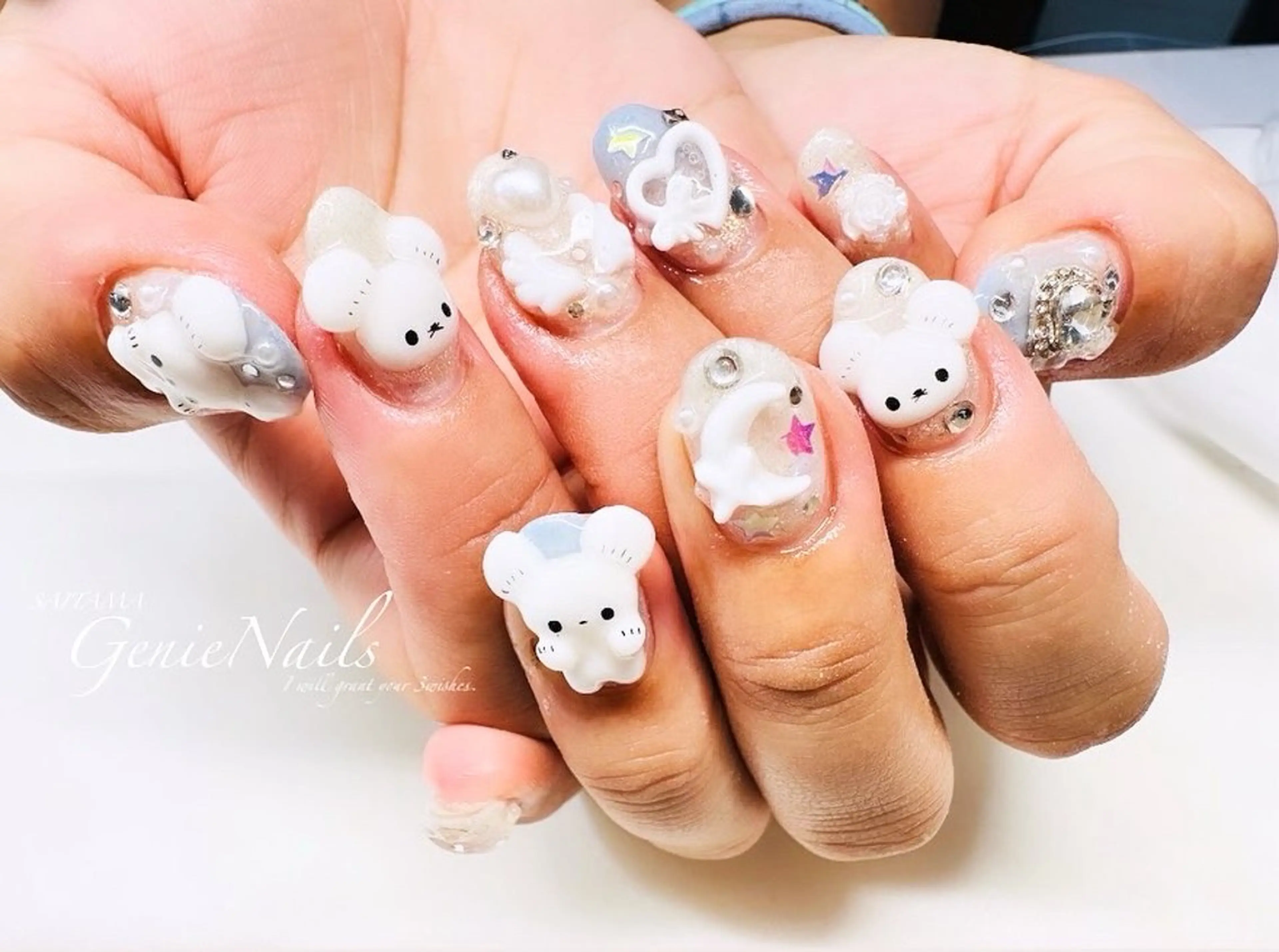 メンズ ネイル アートネイル 長さ出し ロングネイル 持ち込み 春ネイル Genie Nailsのネイルデザイン