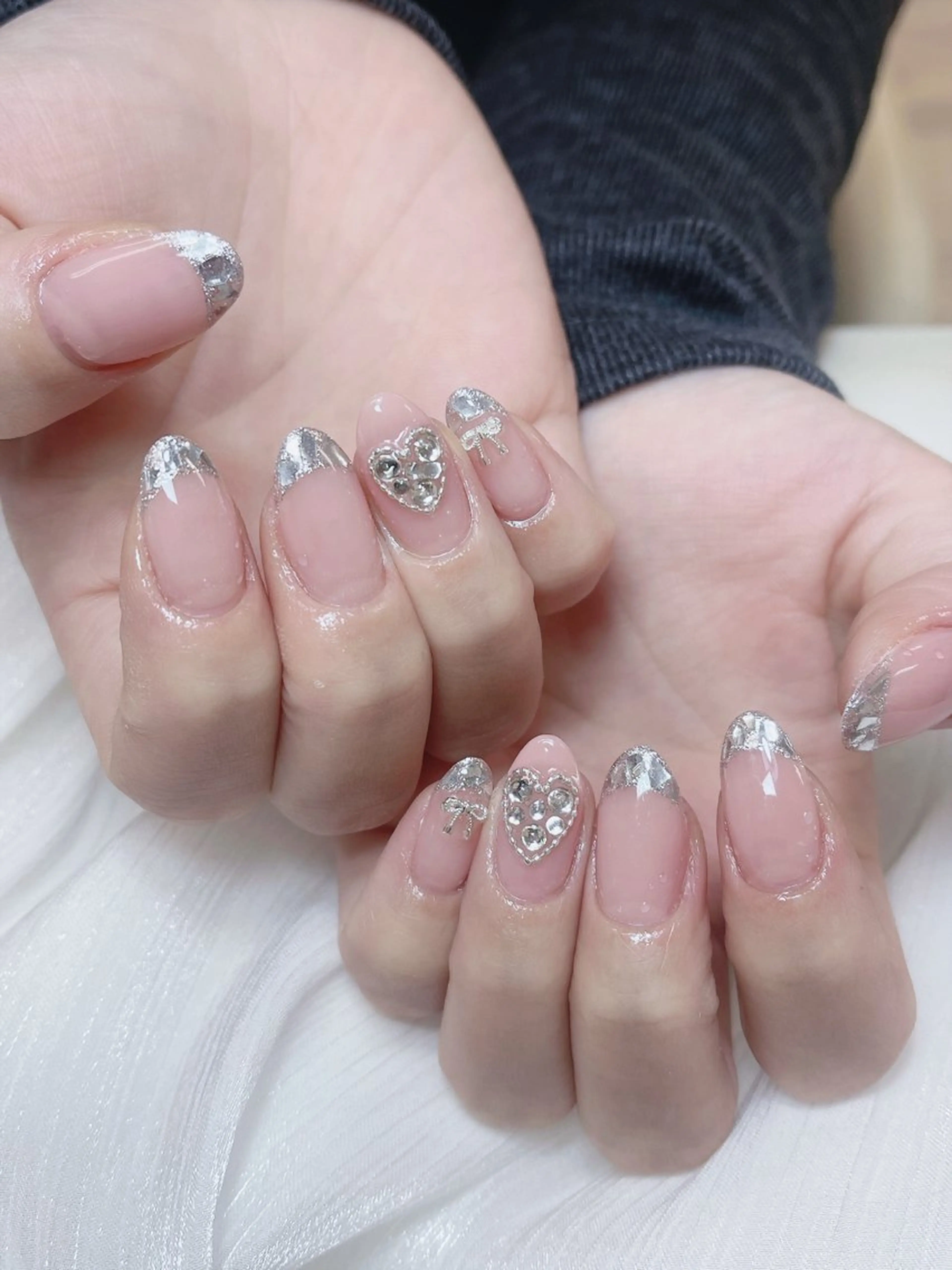 ネイル チークネイル 成人式 フレンチネイル グラデーション 氷ネイル・うるうるネイル ハンドネイル DUO MI nail salonのネイルデザイン