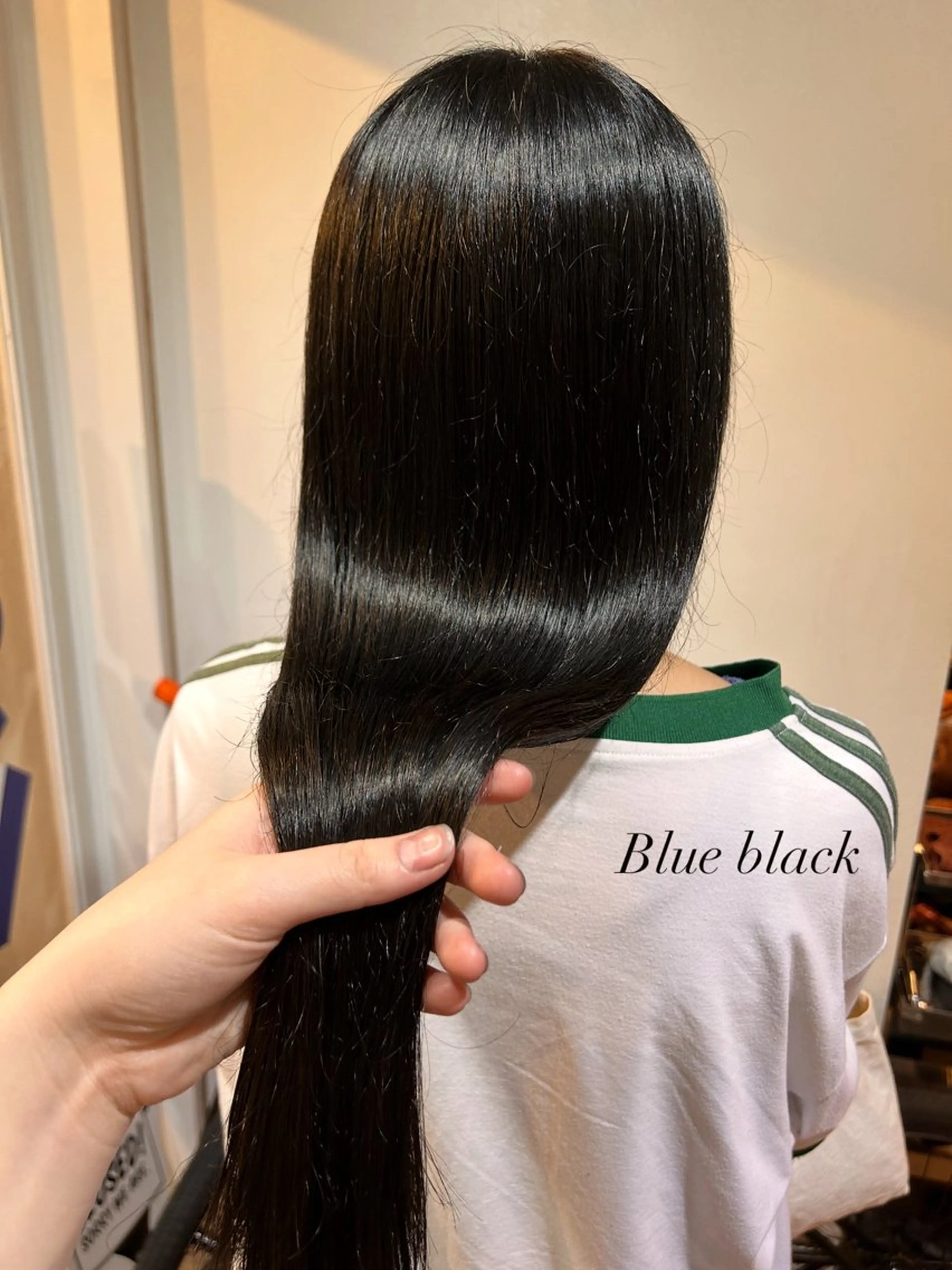 カラー 黒髪 ブルーカラー ブルーブラック 大阪美容室 Rioのヘアスタイル