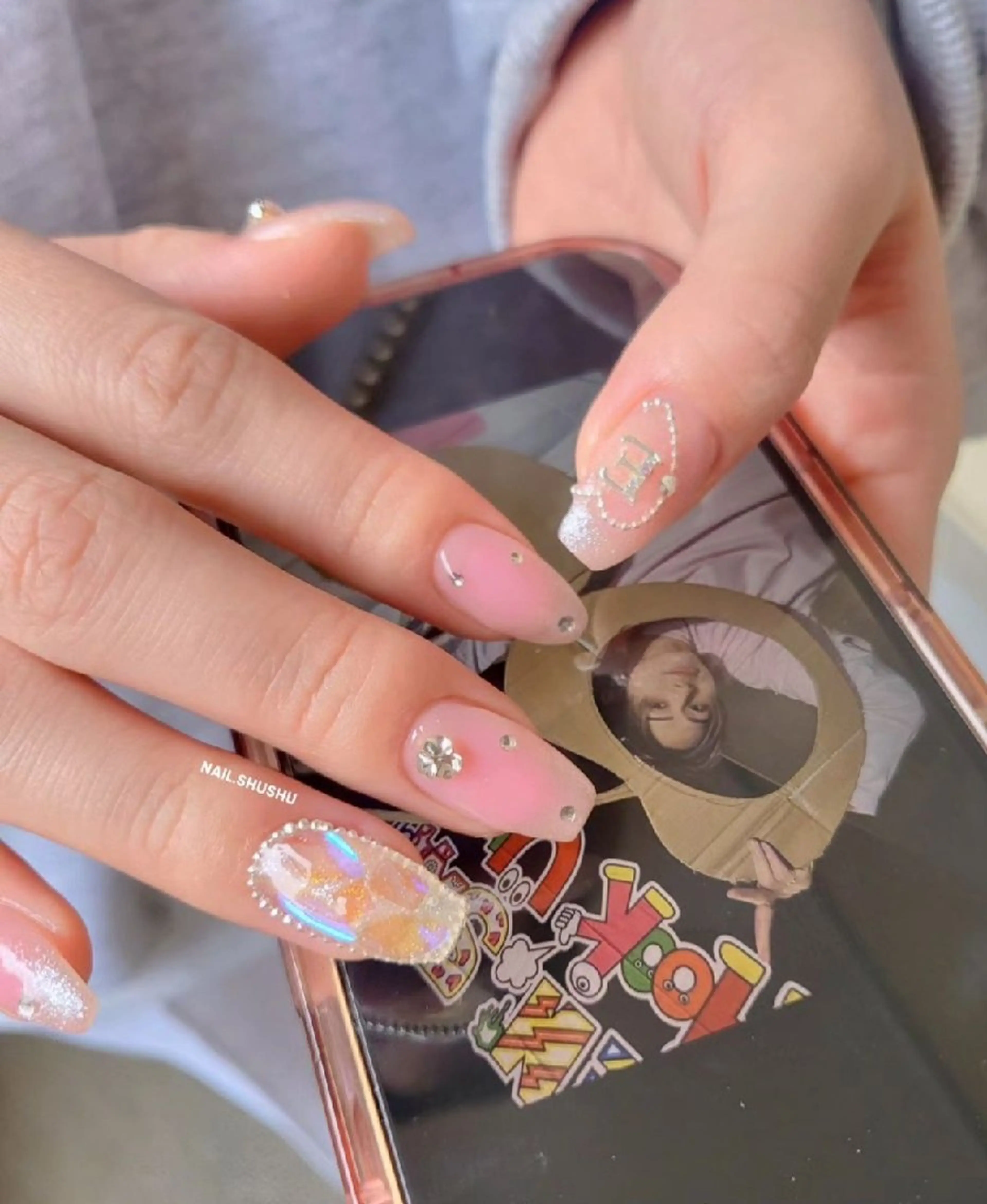 ネイル 持ち込み ニュアンスネイル ワンカラーネイル シンプルネイル 春ネイル ハンドネイル 3dパーツ/流行り 👧shushu❤️のネイルデザイン