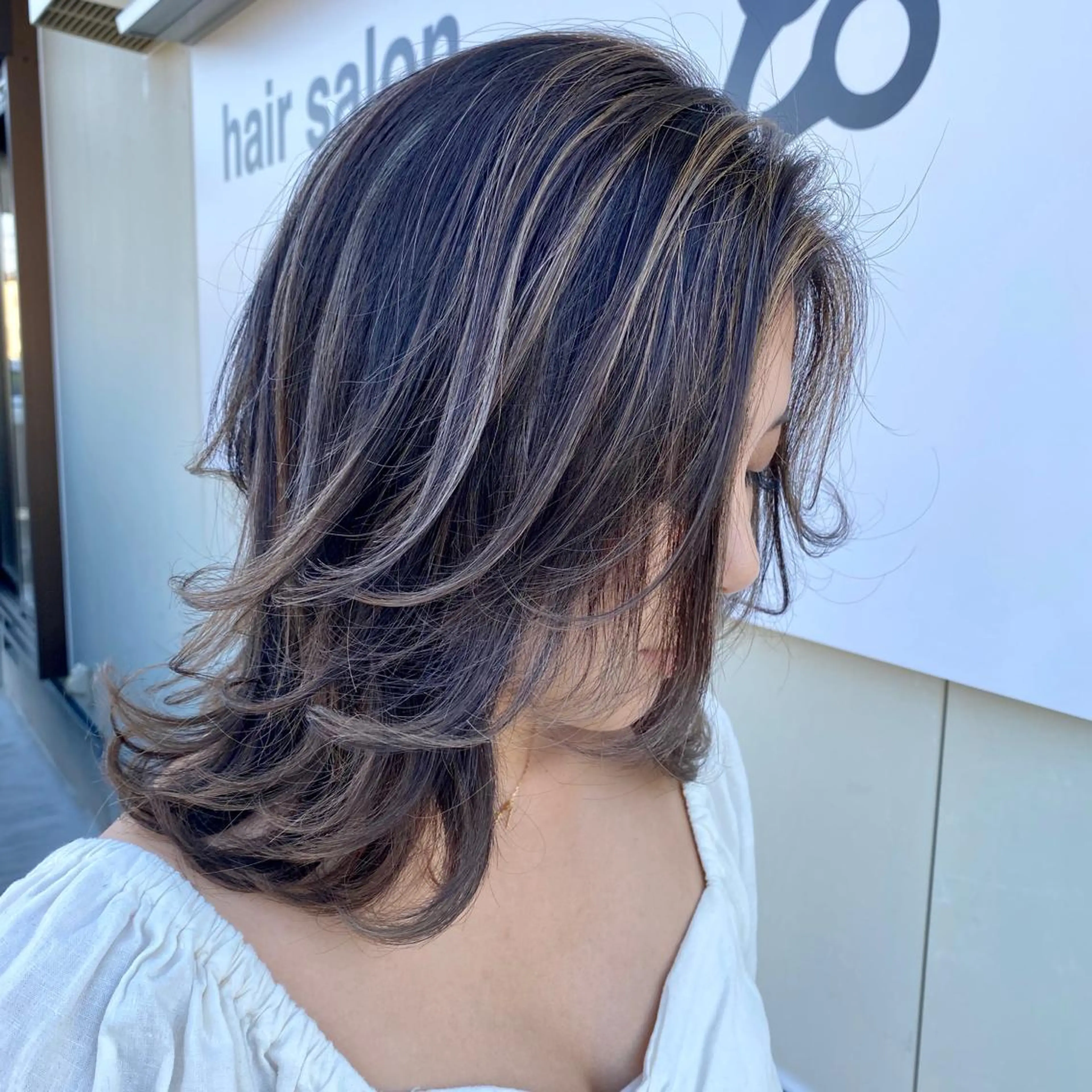 セミロング カラー ハイライトカラー ハイライト 佐藤 輝幸のヘアスタイル