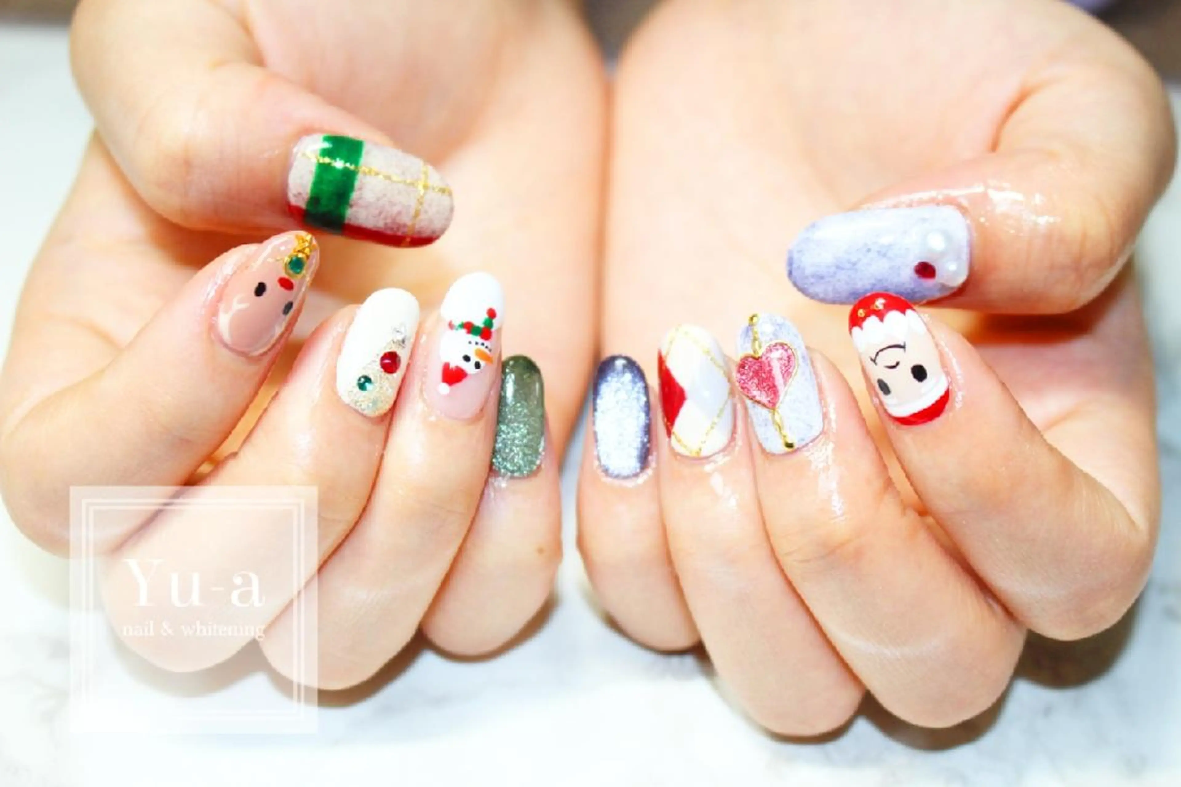 ネイル ホワイト 冬ネイル クリスマス yu-a☆   柏ネイルのネイルデザイン