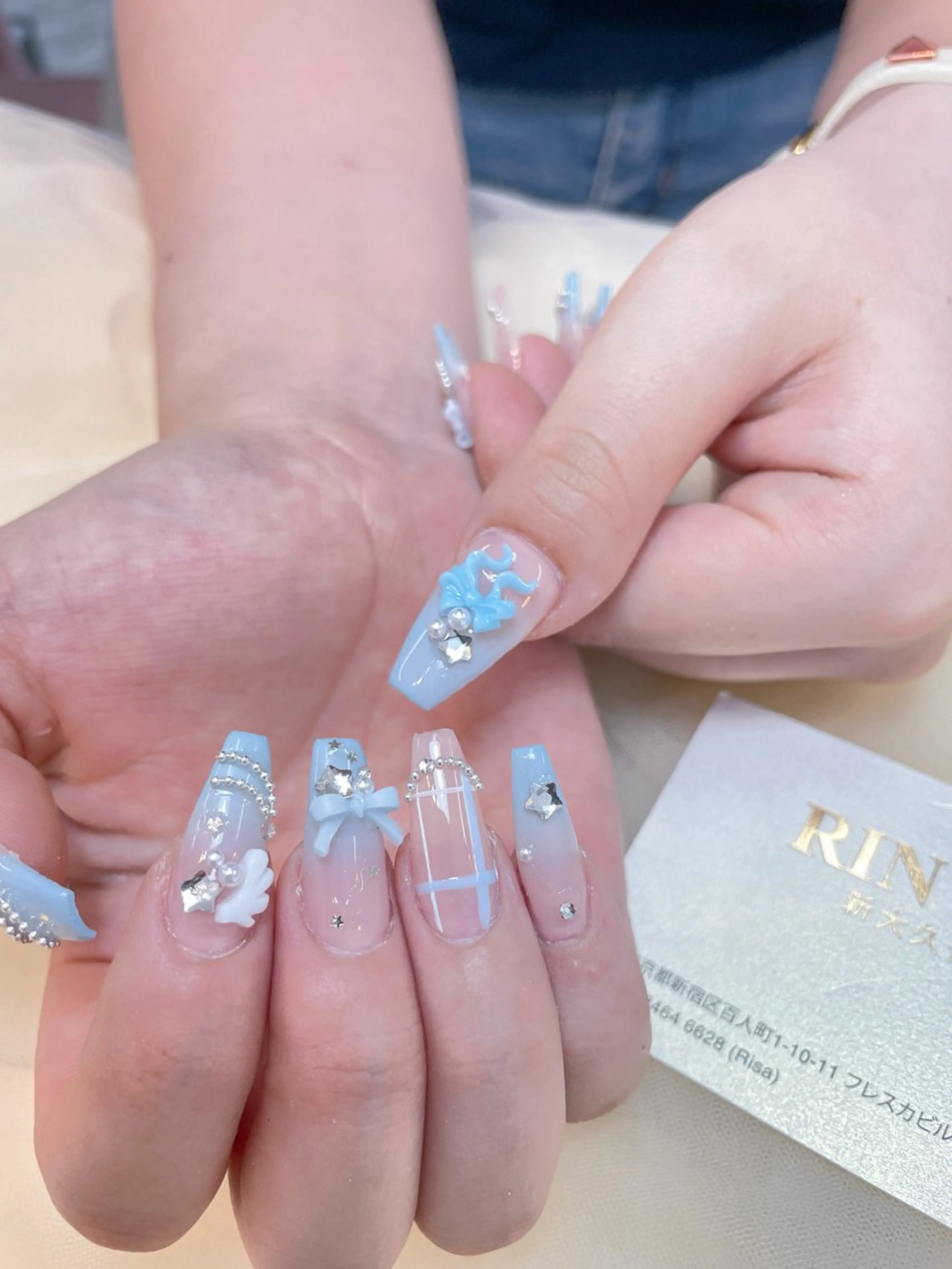 ネイル フレンチネイル ジェルネイル 韓国ネイル マグネットネイル ネイルチップ Rin Nail 新大久保店のネイルデザイン
