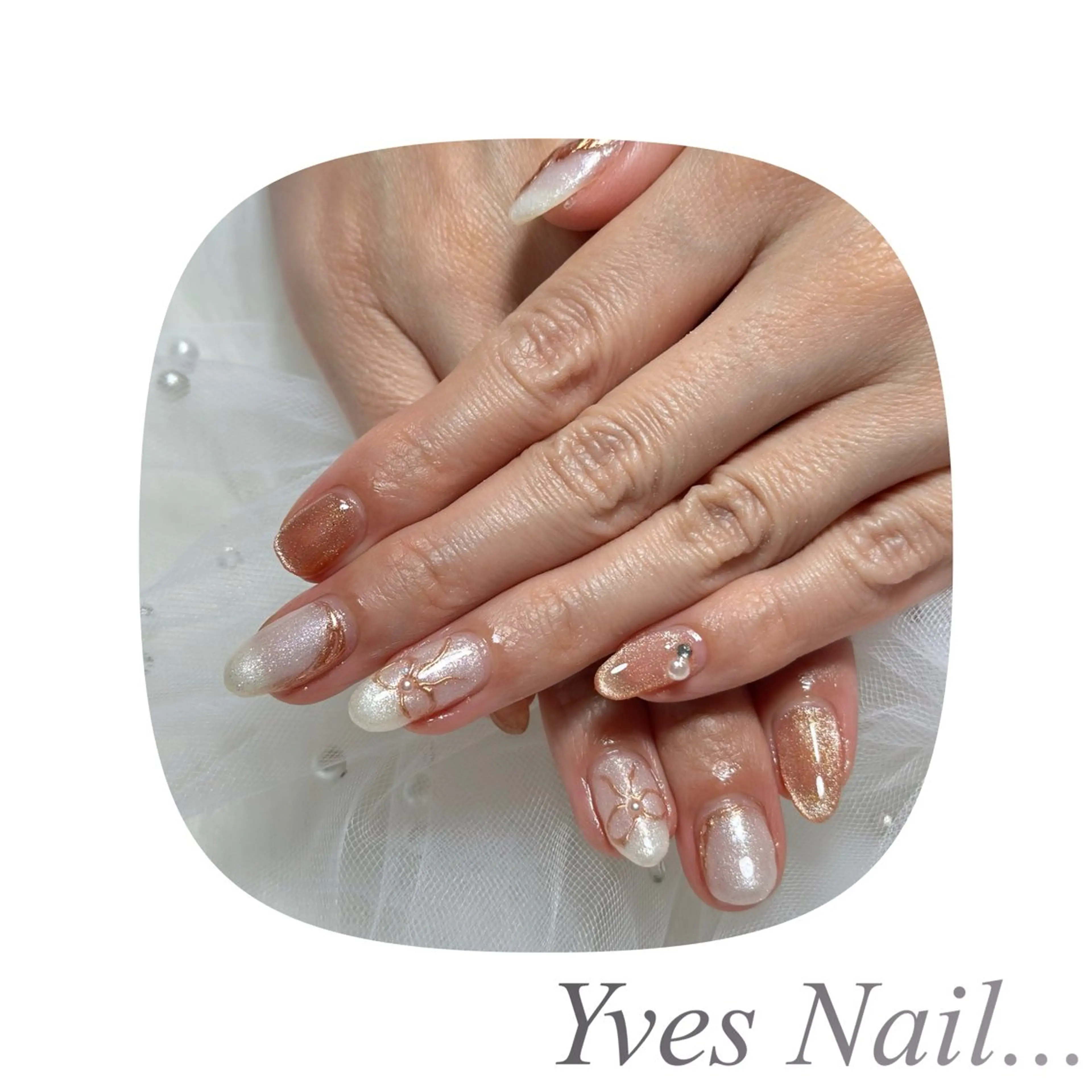 ネイル マグネットネイル リボン ハンドネイル kanno yのネイルデザイン