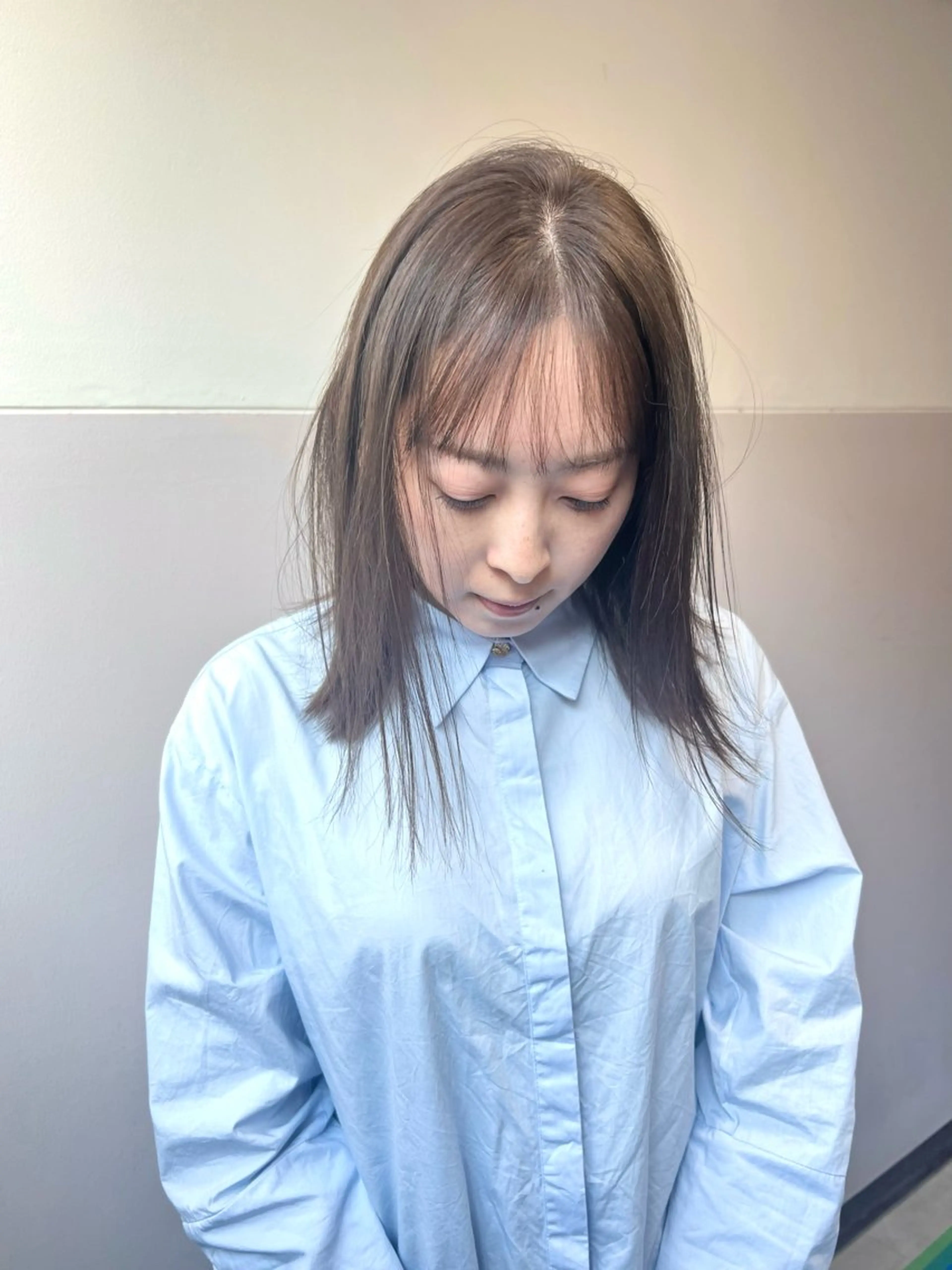 ミディアム カラー ヘアカラー トリートメント 樫原裕二/レイヤー カット/透明感カラーのヘアスタイル