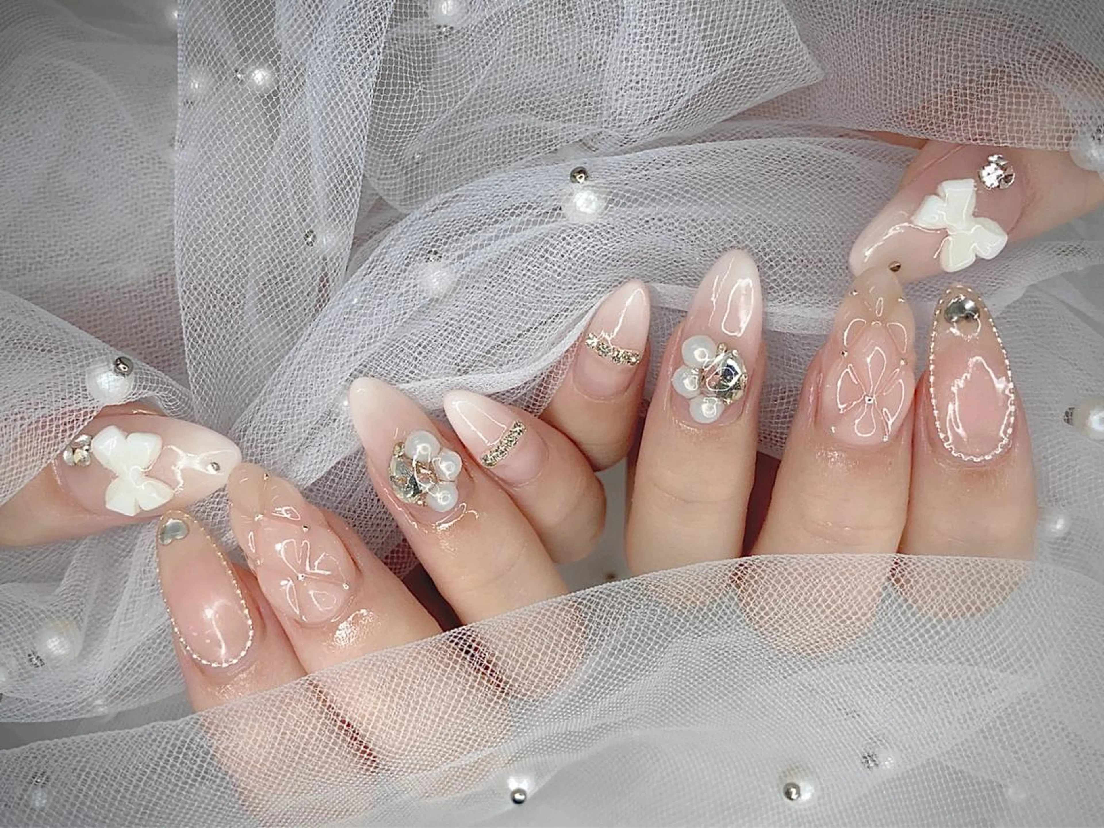 ネイル ピンク I-nailロング /ワンホン/キラキラのネイルデザイン