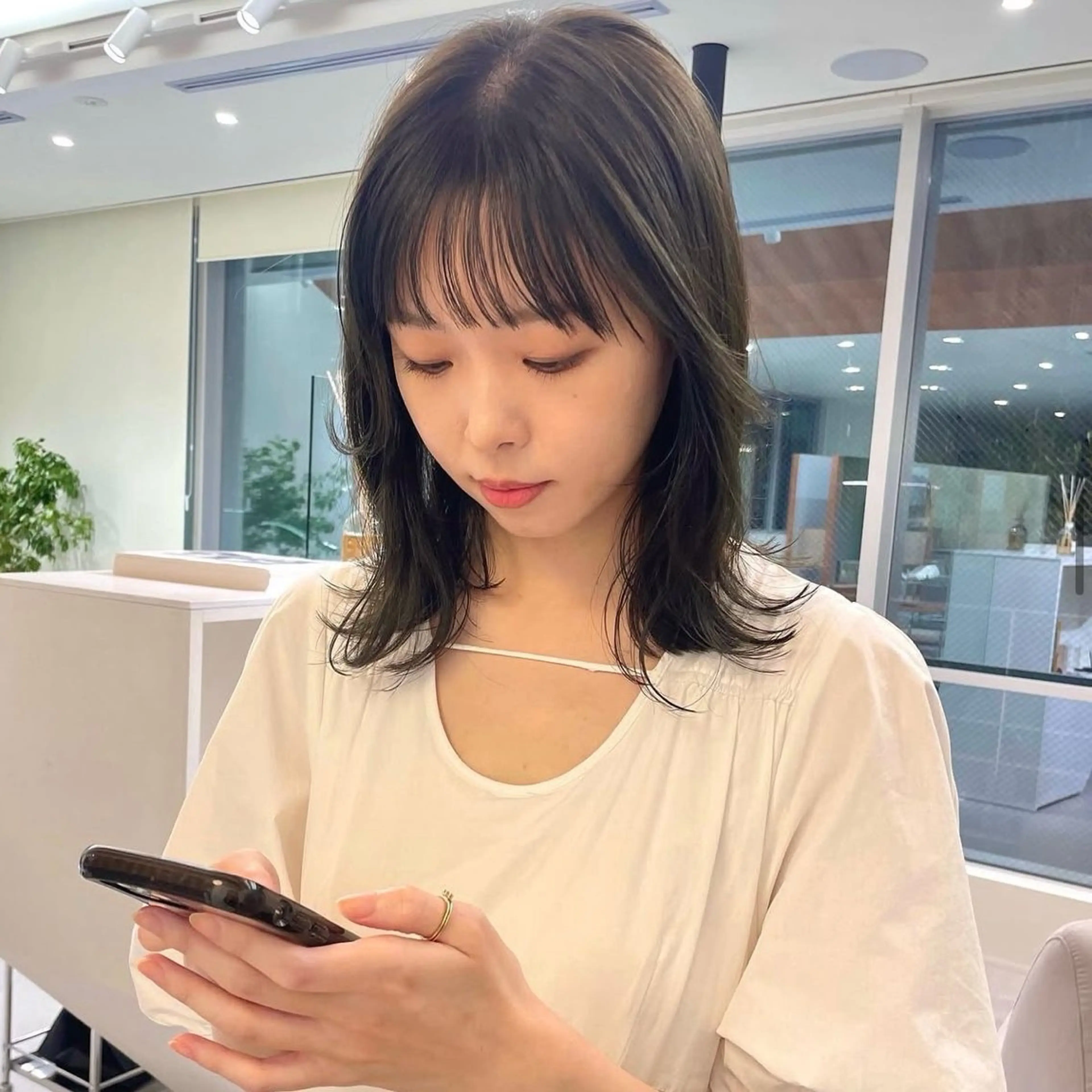 ミディアム カラー カット ヘアカラー レイヤーカット/暖色 カラー/mao🎀のヘアスタイル