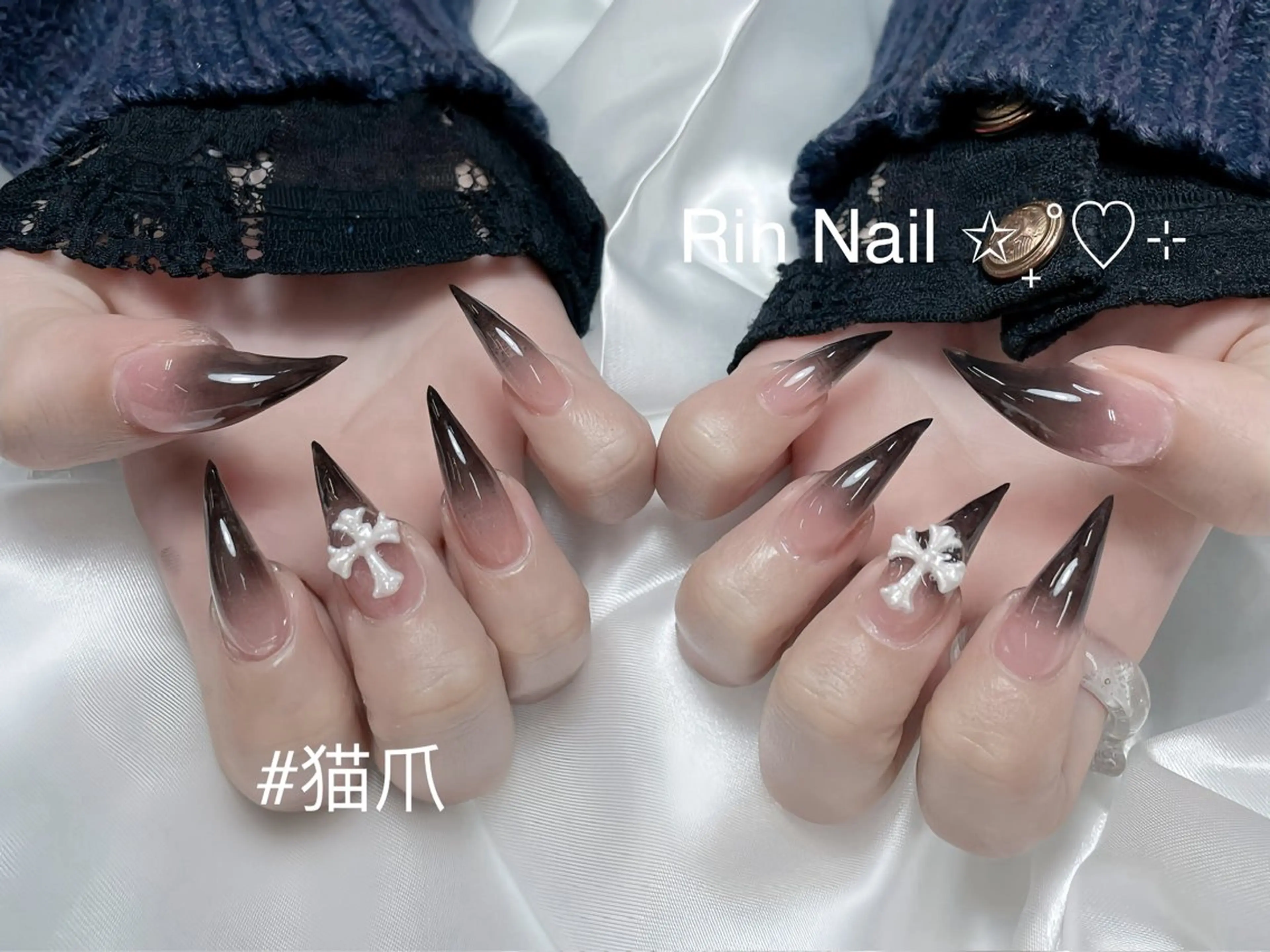 ネイル アートネイル 成人式 ロングネイル ニュアンスネイル スカルプネイル ハンドネイル Rin Nail 新大久保店のネイルデザイン