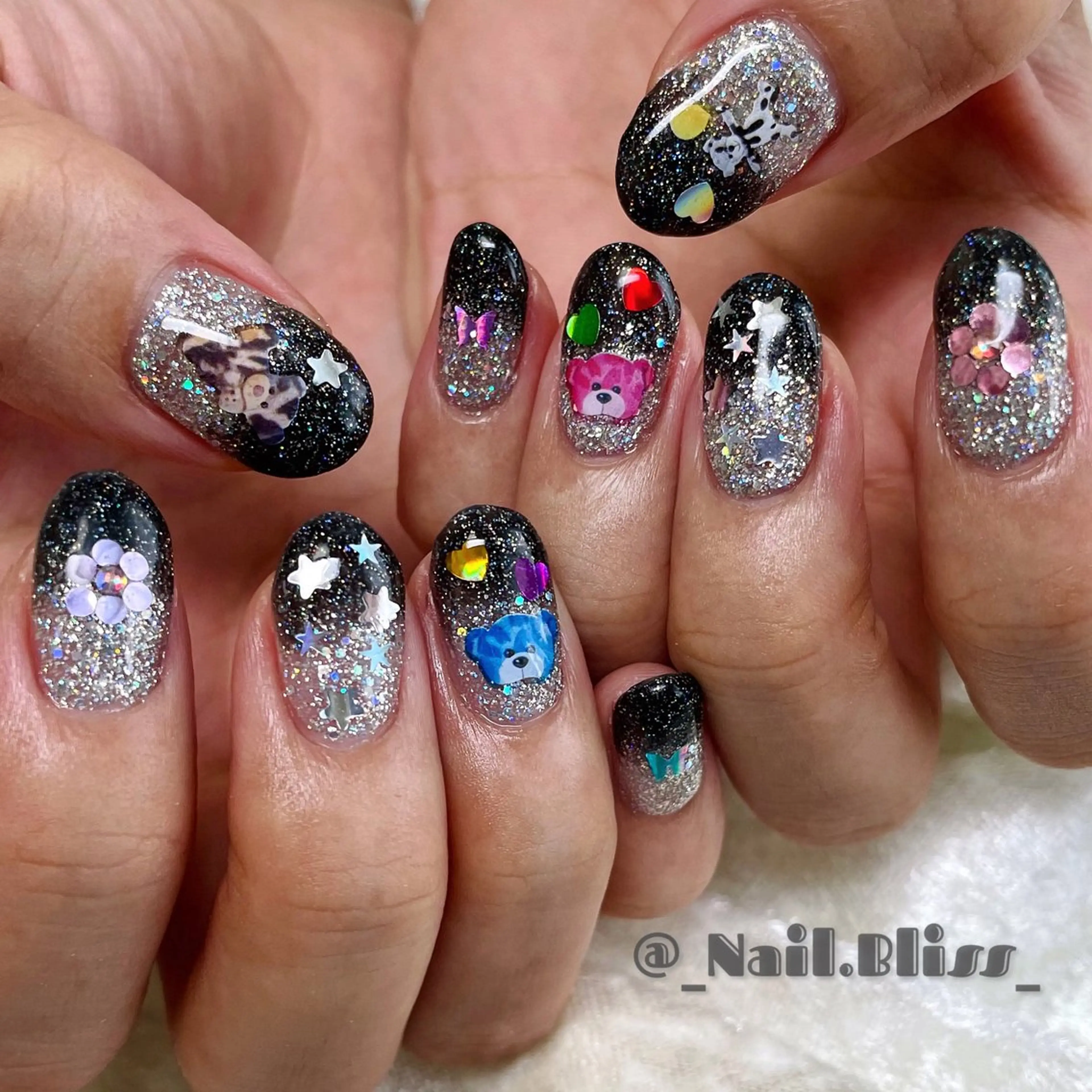 ネイル ラメ(グリッター) ラメグラデーション ハンドネイル NAIL BLISSのネイルデザイン