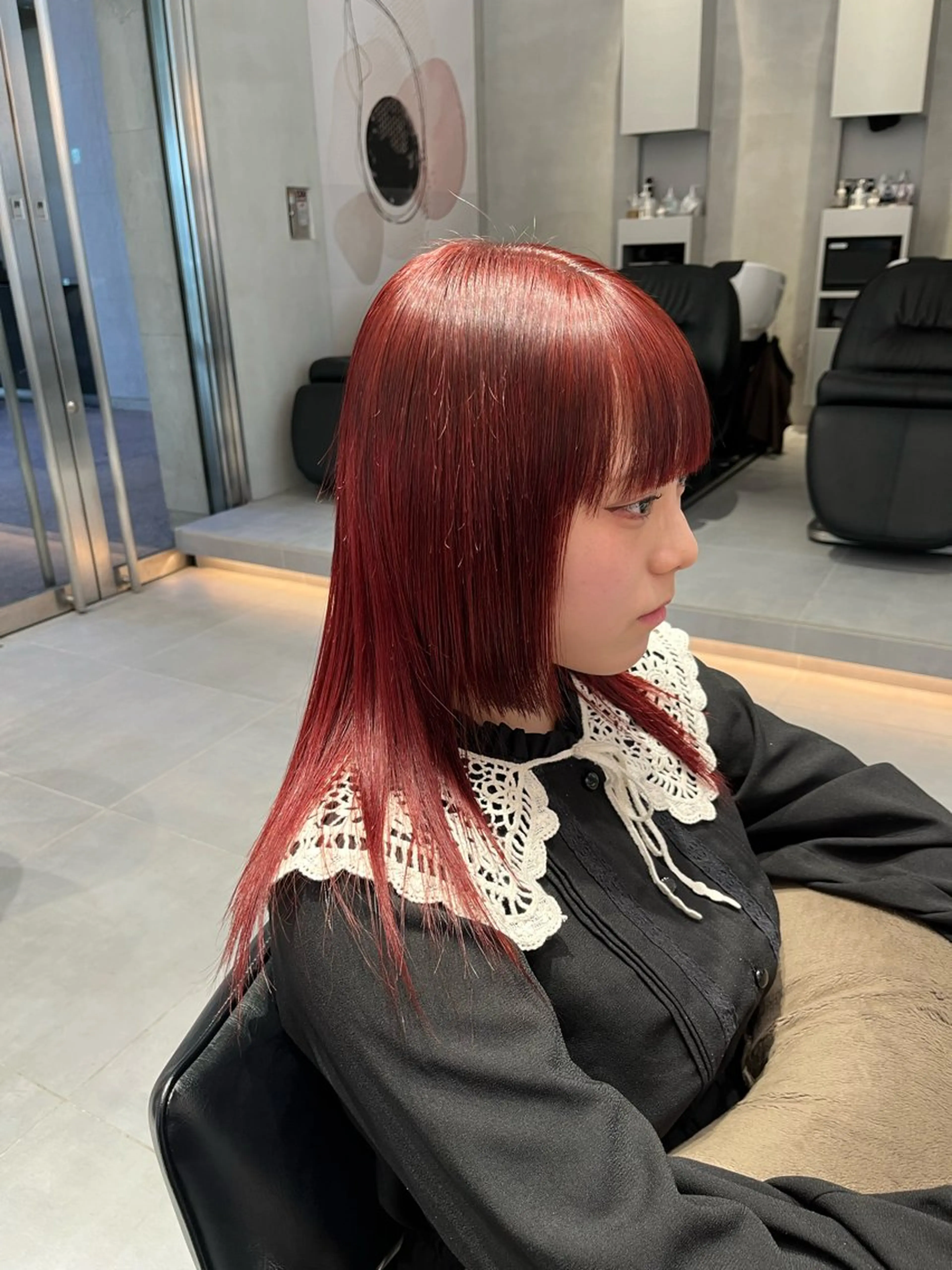 ロング カラー ブリーチ ダブルカラー ブリーチなしカラー レッドカラー ナミ🩶暗髪/暖色 ❤️/透明感/縮毛のヘアスタイル