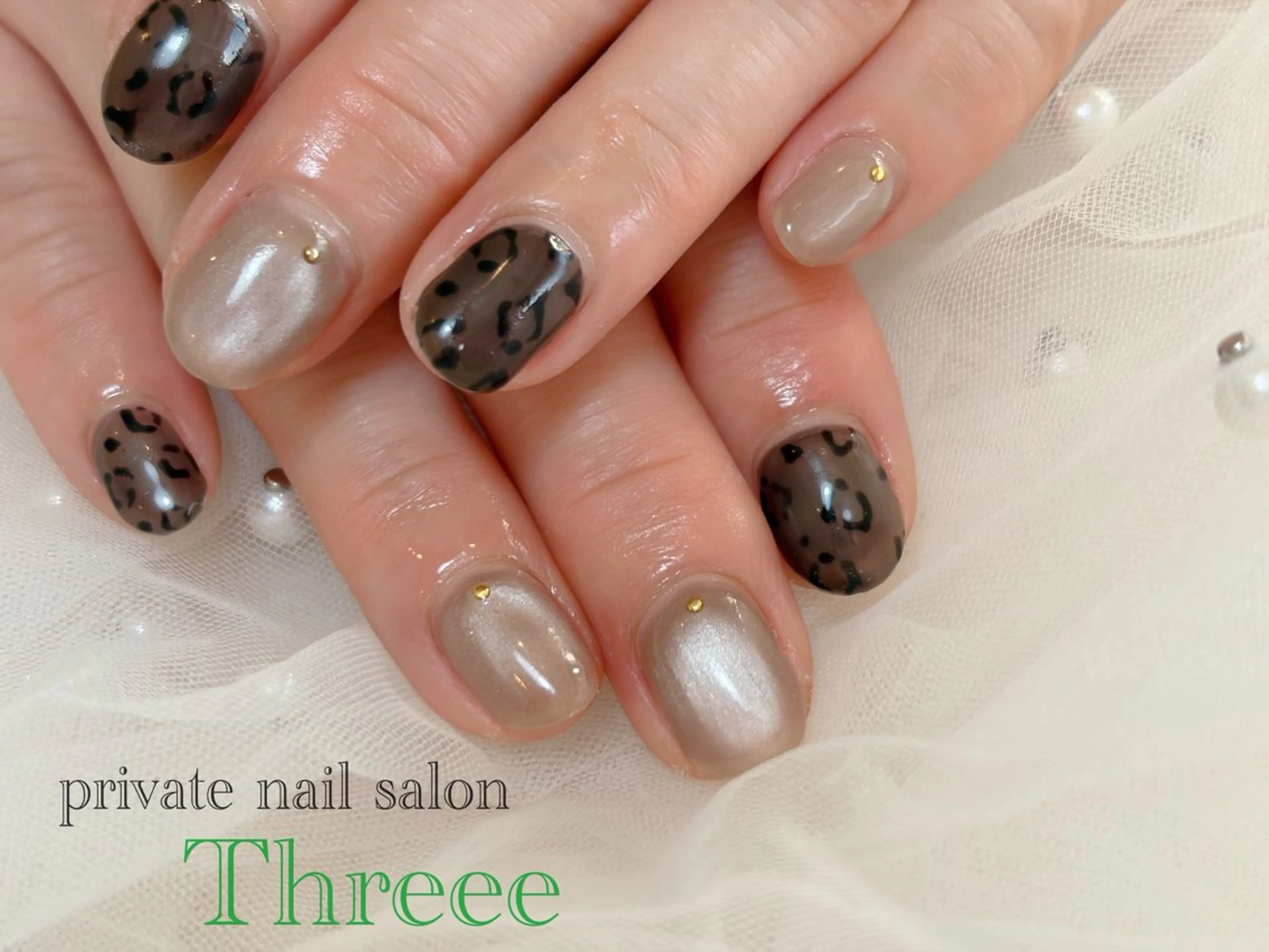 ネイル アニマル柄 マグネットネイル ハンドネイル Nail salon - Threee　-のネイルデザイン