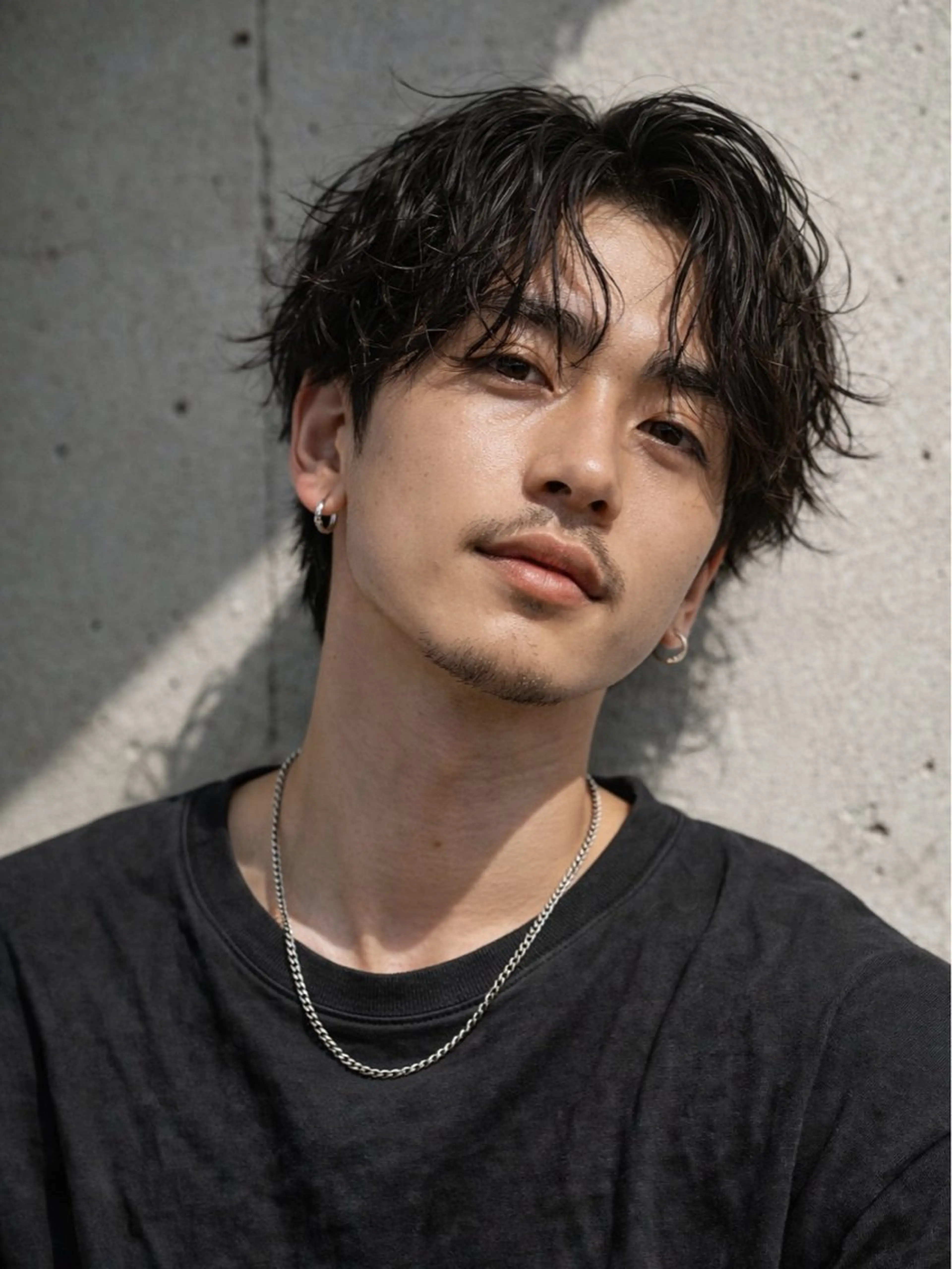 ミディアム パーマ ミディアムパーマ カット パーマ ショート　ボブ メンズ　パーマのヘアスタイル