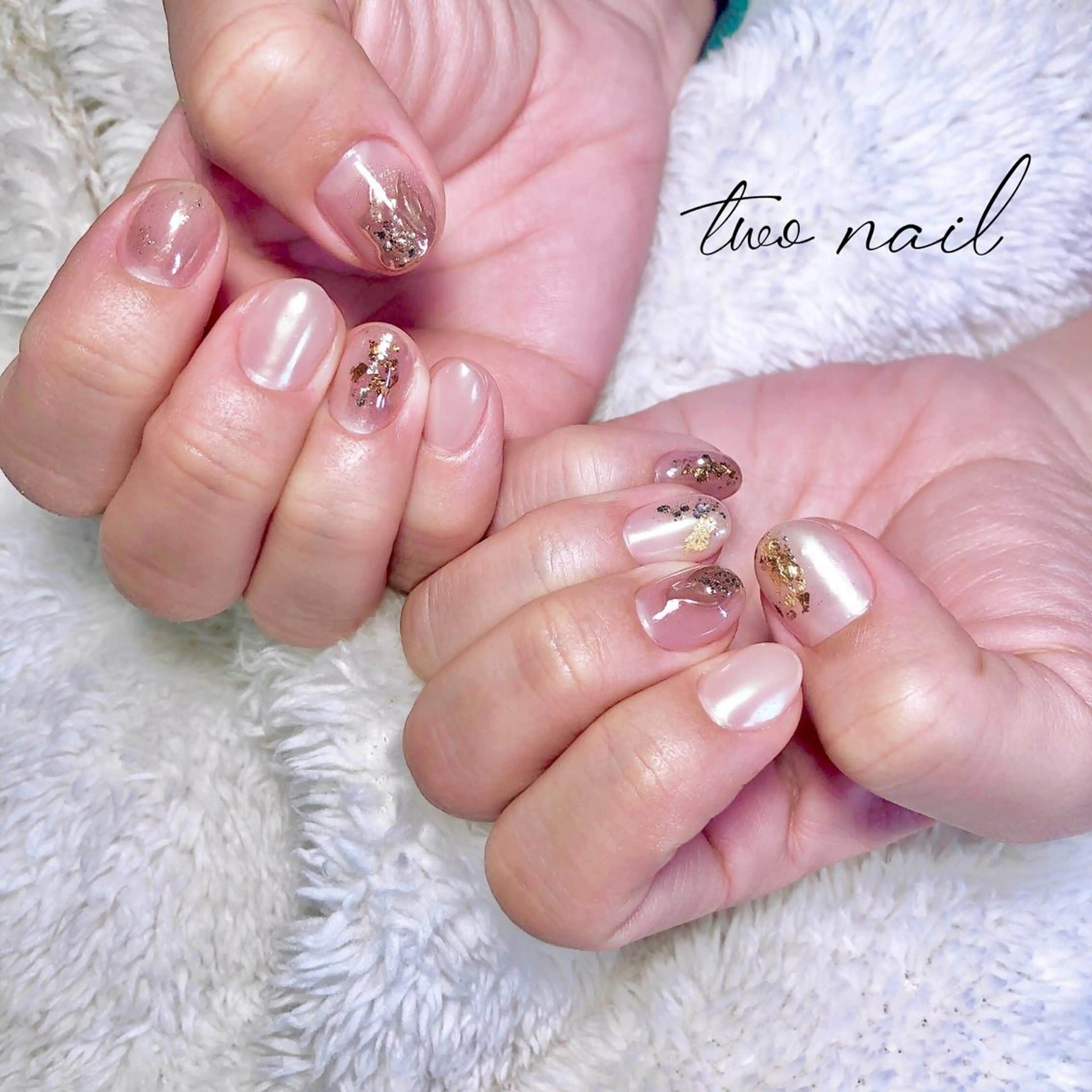 ネイル アートネイル フットネイル ハート ニュアンスネイル ホワイト two nailのネイルデザイン