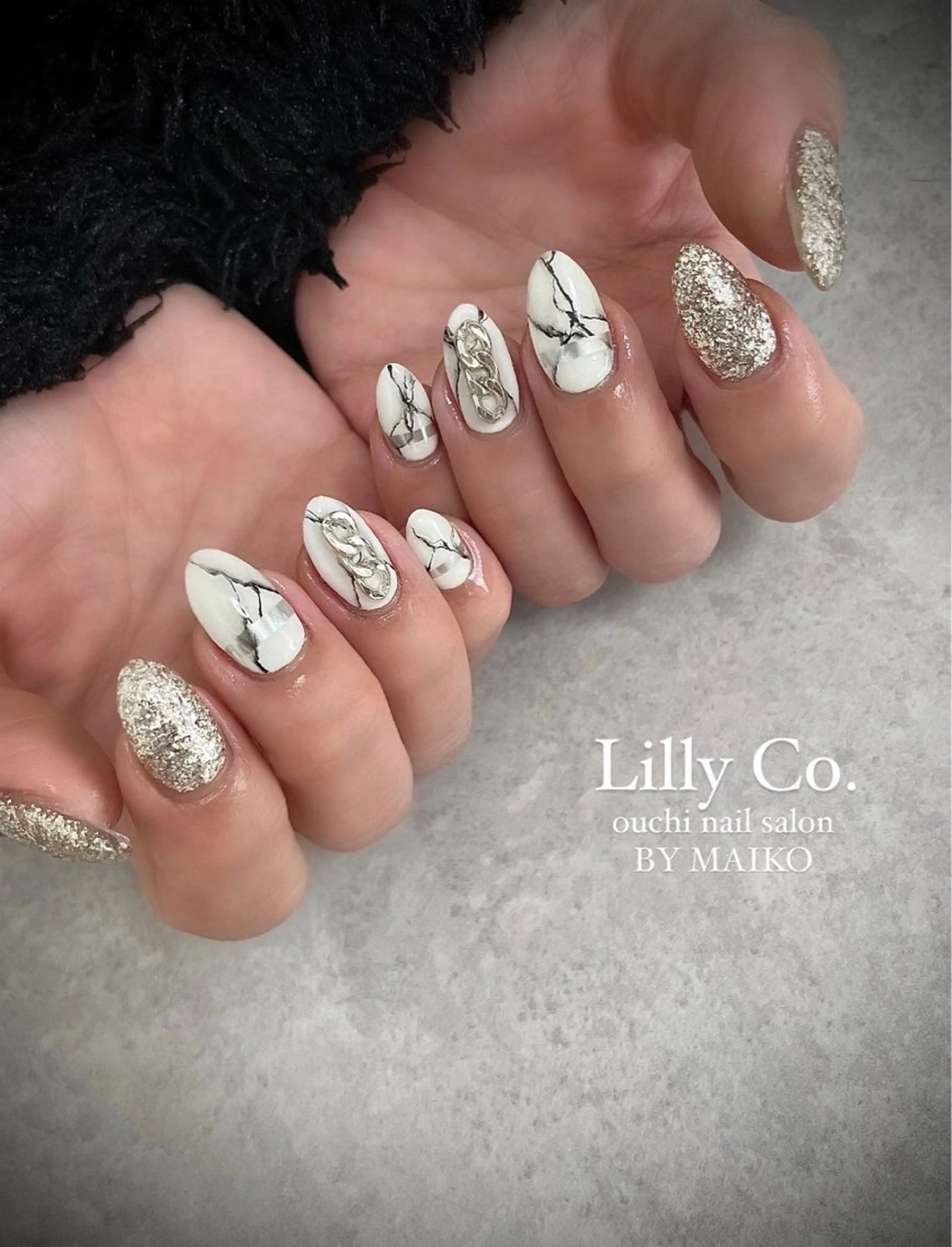 ネイル 大理石ネイル(マーブル) 持ち込み ハンドネイル ハンドケア Lilly Co.のネイルデザイン