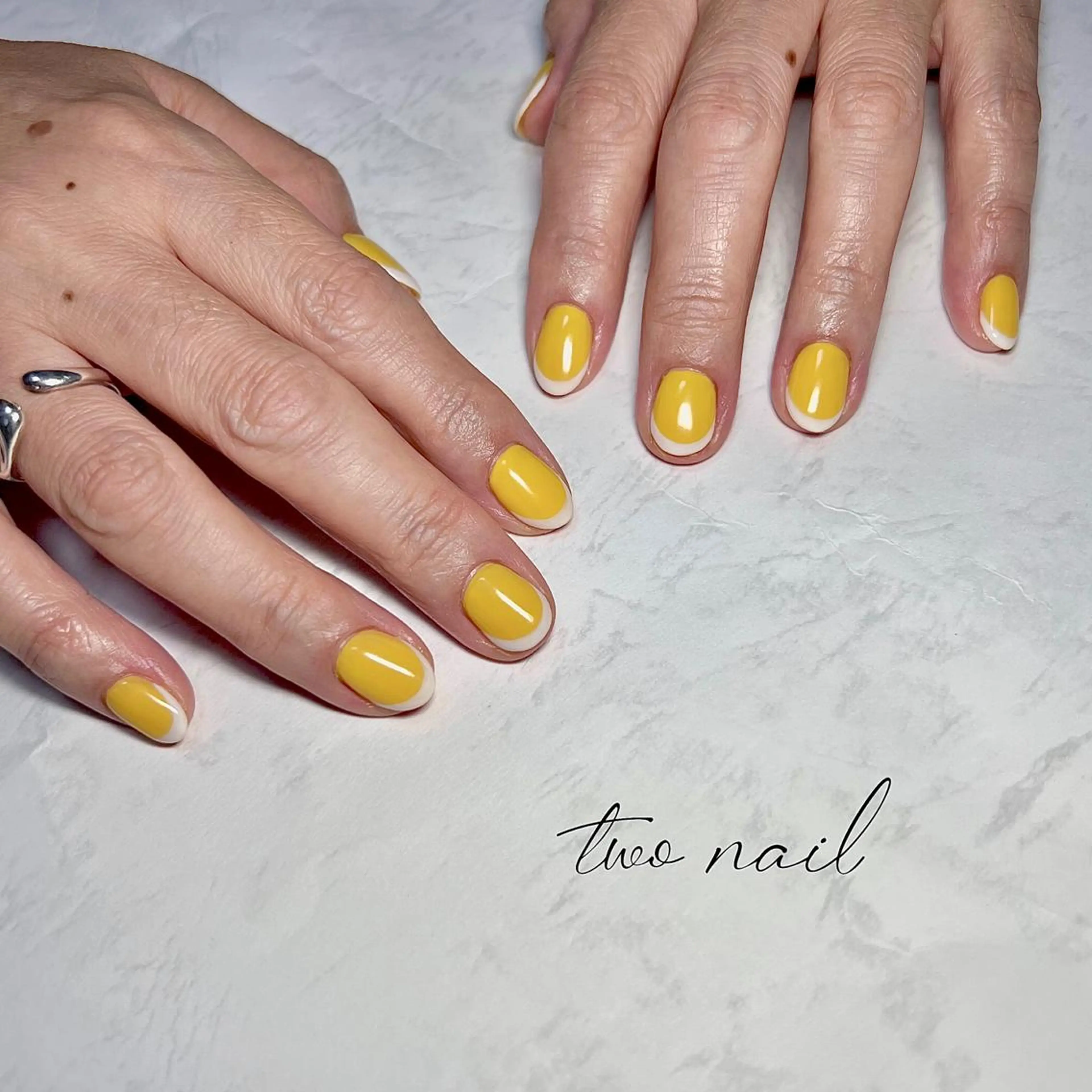 ネイル アートネイル フットネイル ハート ニュアンスネイル ホワイト two nailのネイルデザイン