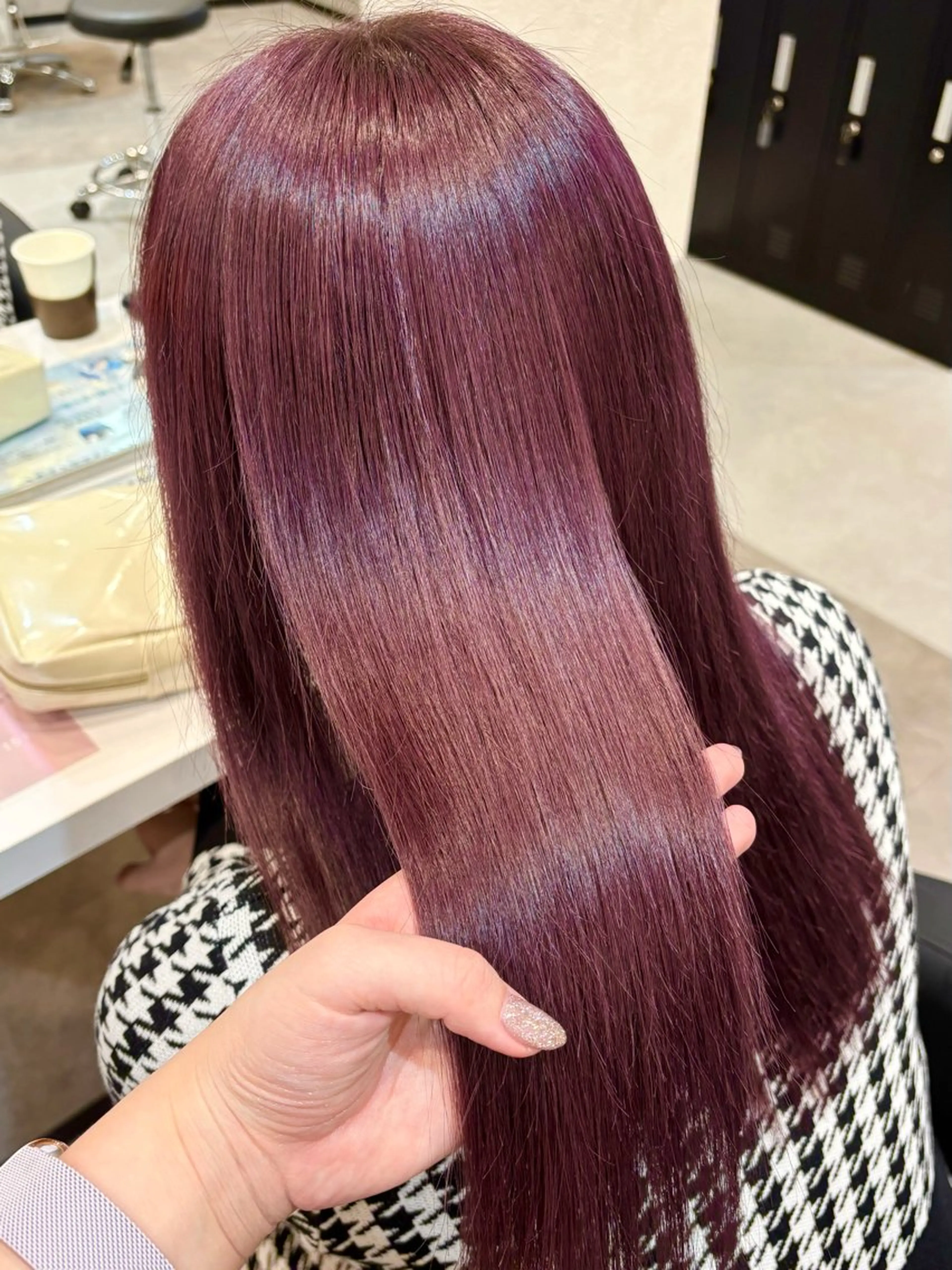 ミディアム カラー ブリーチ ピンクカラー バイオレットカラー バイオレットピンク カット ヘアカラー トリートメント MISAKI /モテ愛されのヘアスタイル