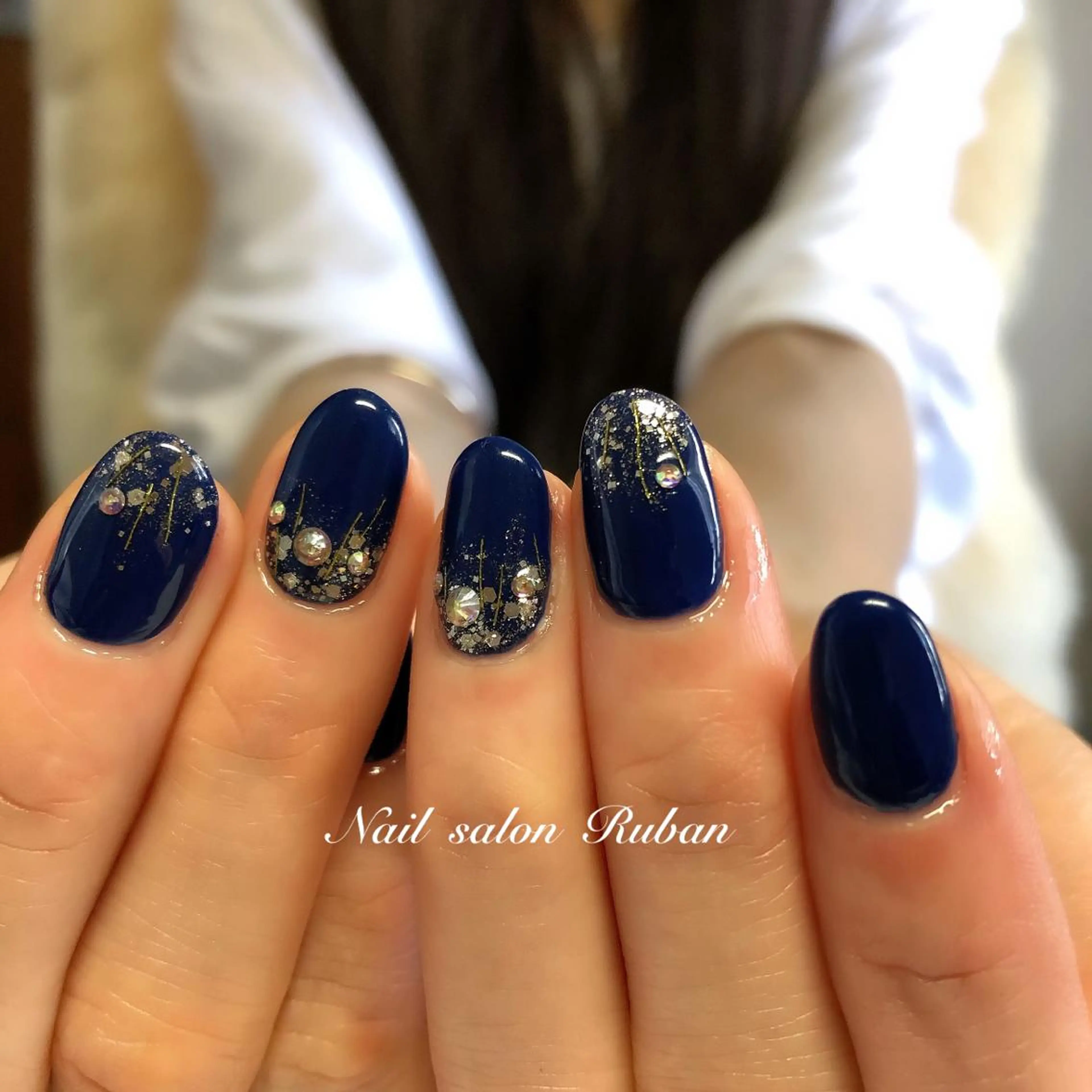 ネイル ネイビー シンプルネイル Nail salon Rubanのネイルデザイン