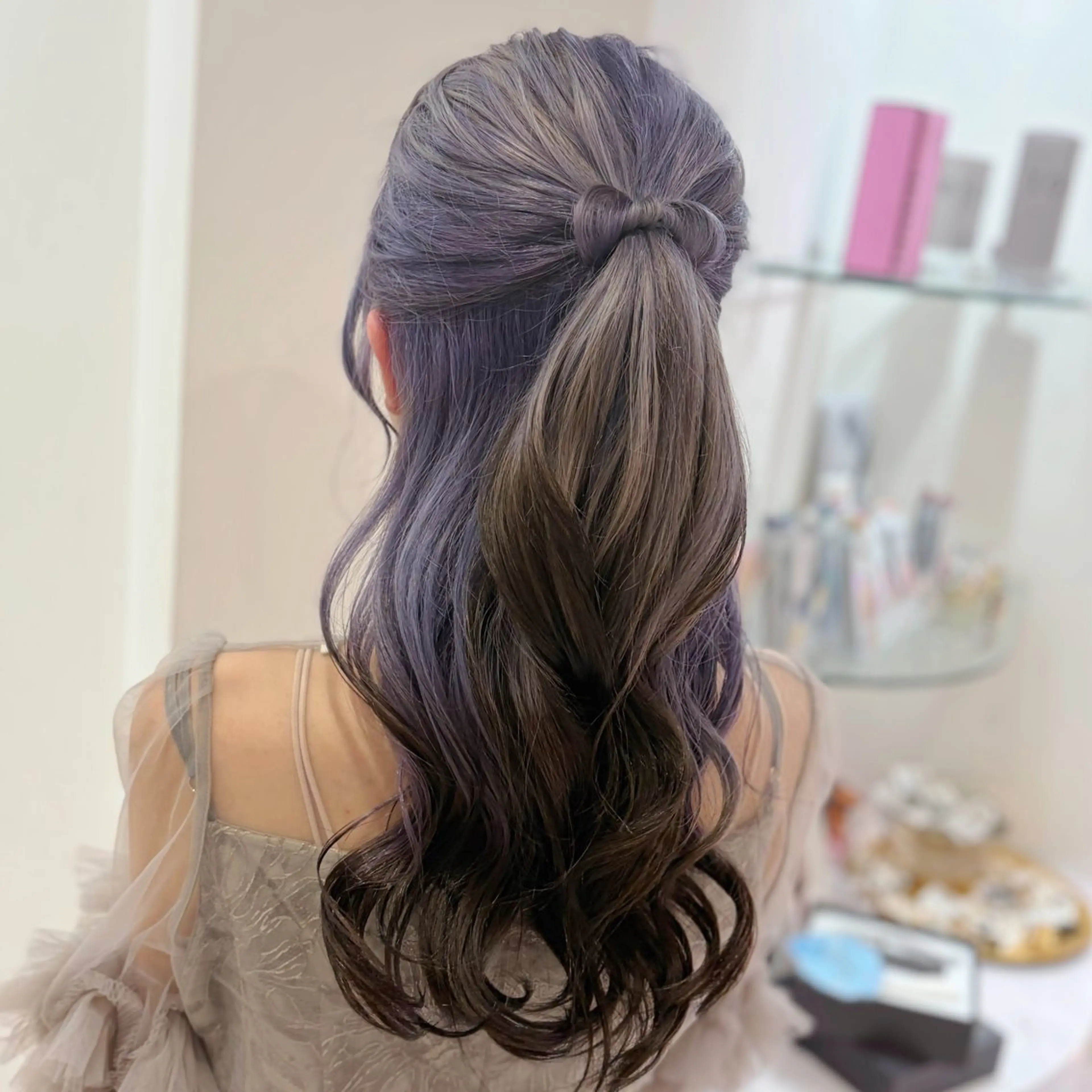 ロング ヘアアレンジ ハーフアップ ヘアセット 🍯Ayu/ハイトー ン/ブリーチ/ヘアメのヘアスタイル