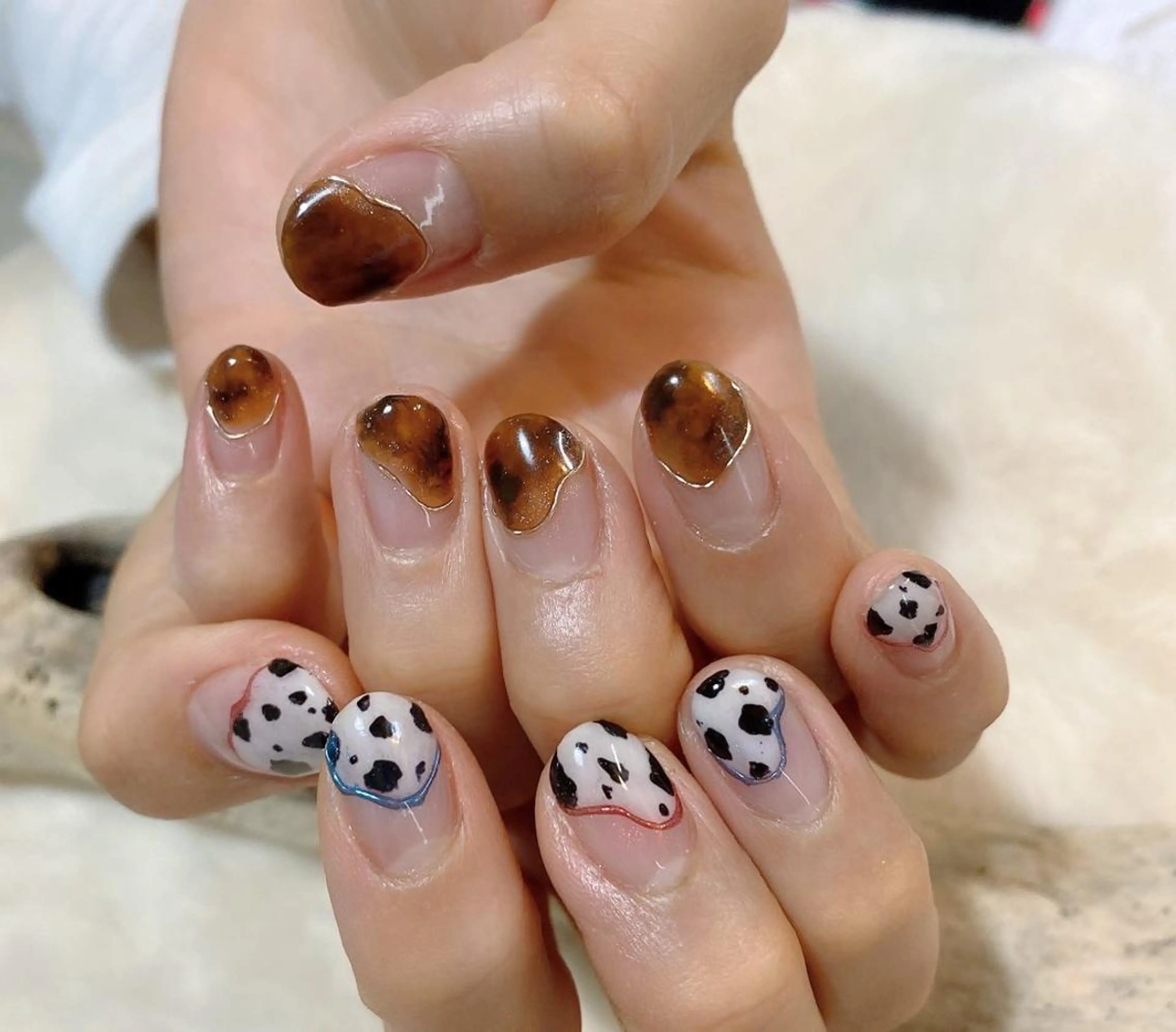 ネイル アニマル柄 べっ甲ネイル YAS 青柳 安代のネイルデザイン