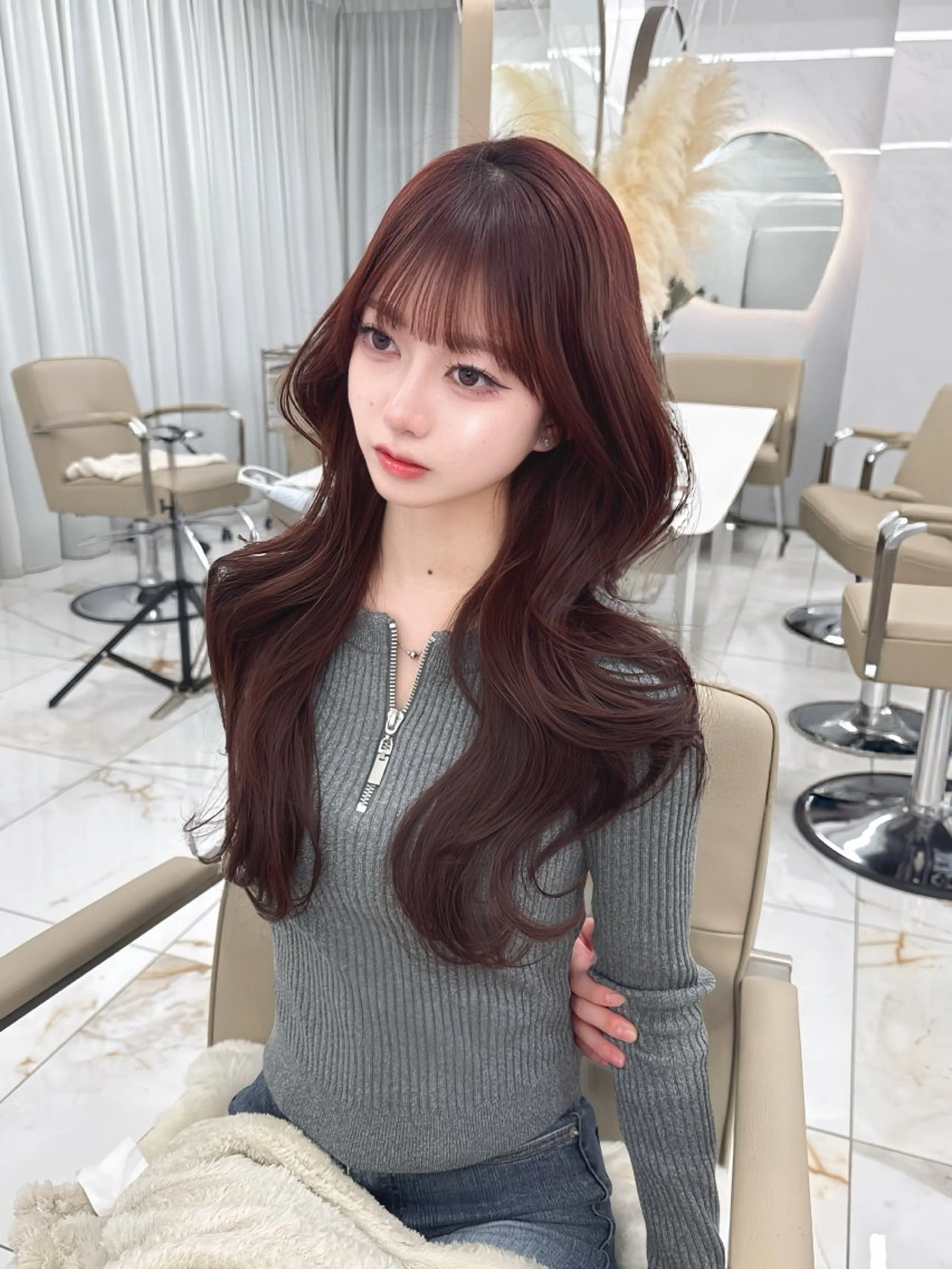 ロング のり🐼顔まわり/ 韓国/レイヤーカットのヘアスタイル