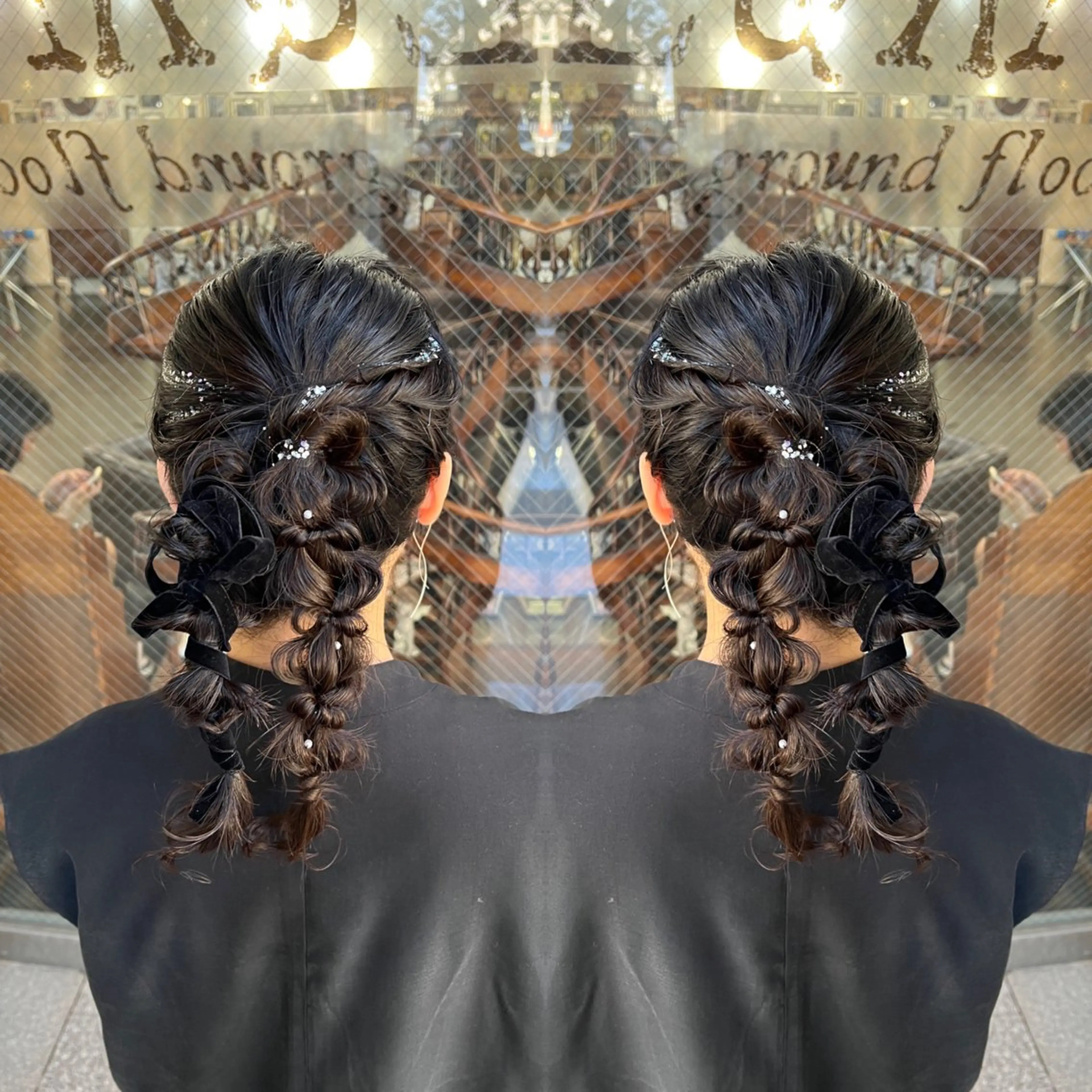 セミロング ヘアアレンジ ヘアセット ハイライト/レイヤー /ハイトーン/AOIのヘアスタイル