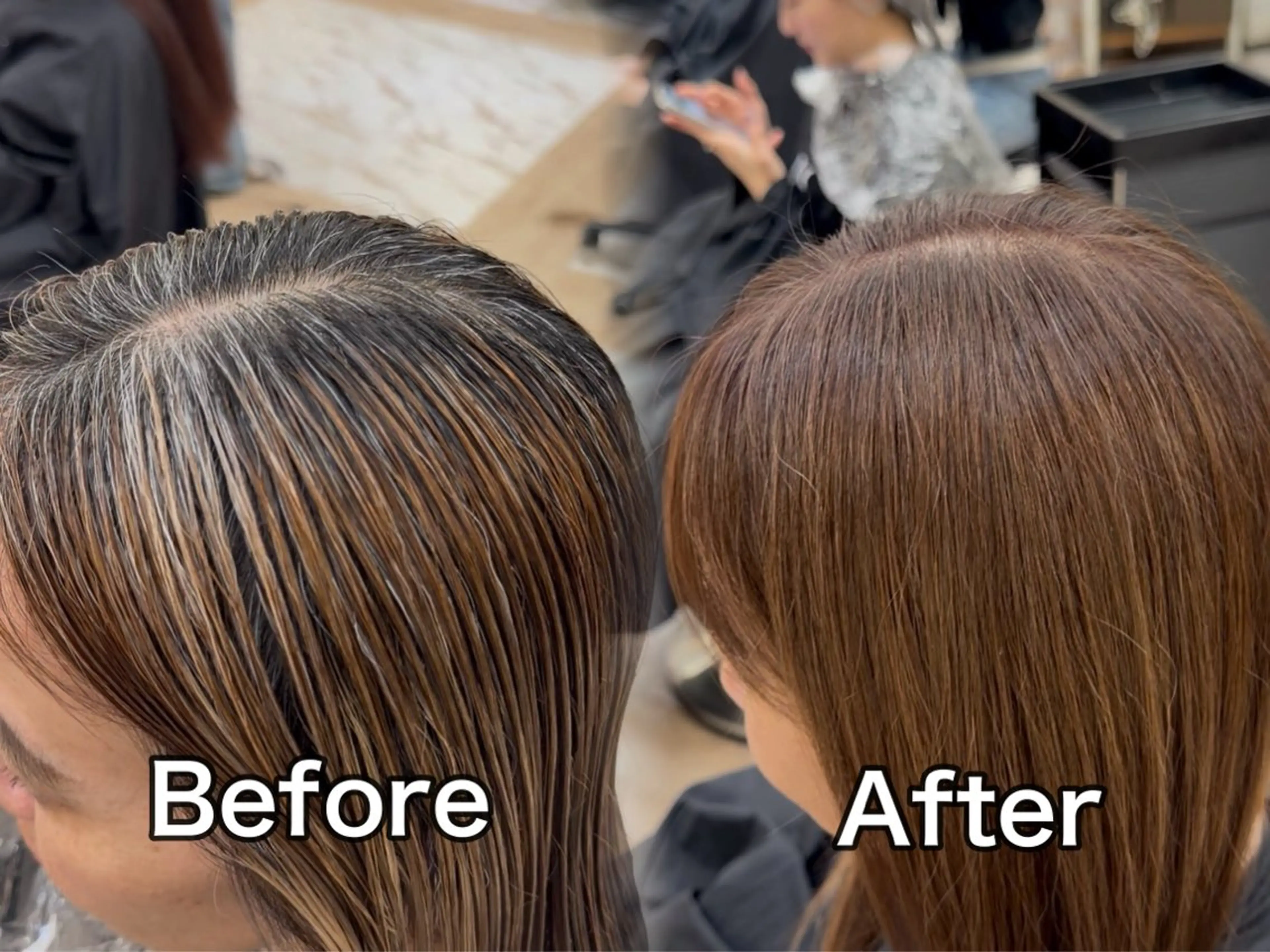 セミロング カラー カット ヘアカラー トリートメント 白髪ぼかし特化/ 髪質改善/ハクのヘアスタイル