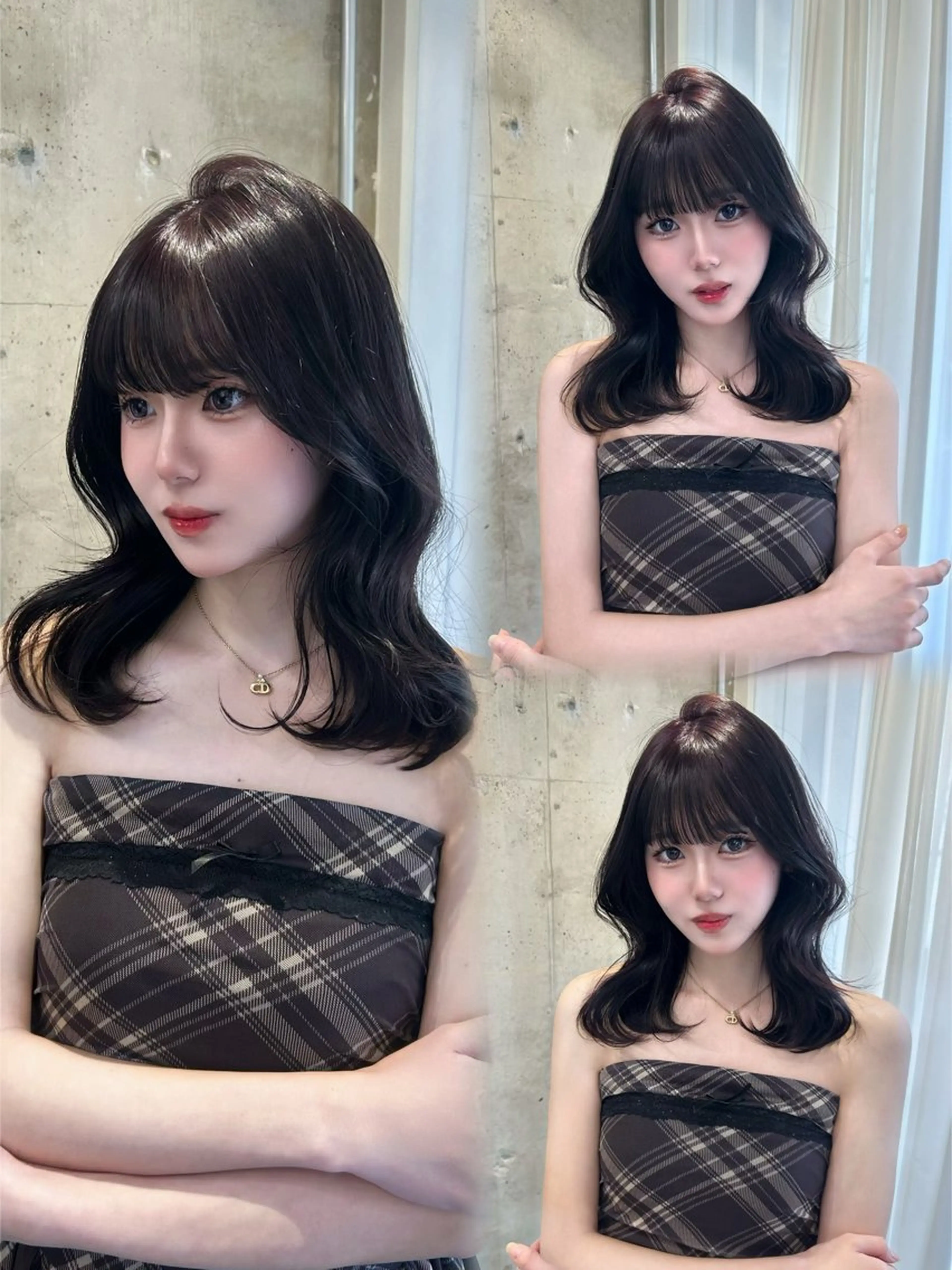 ミディアム カラー ヘアアレンジ 透明感カラー くびれヘア 小顔カット ワンホンヘア ワンホンヘア🖤 /miyuのヘアスタイル