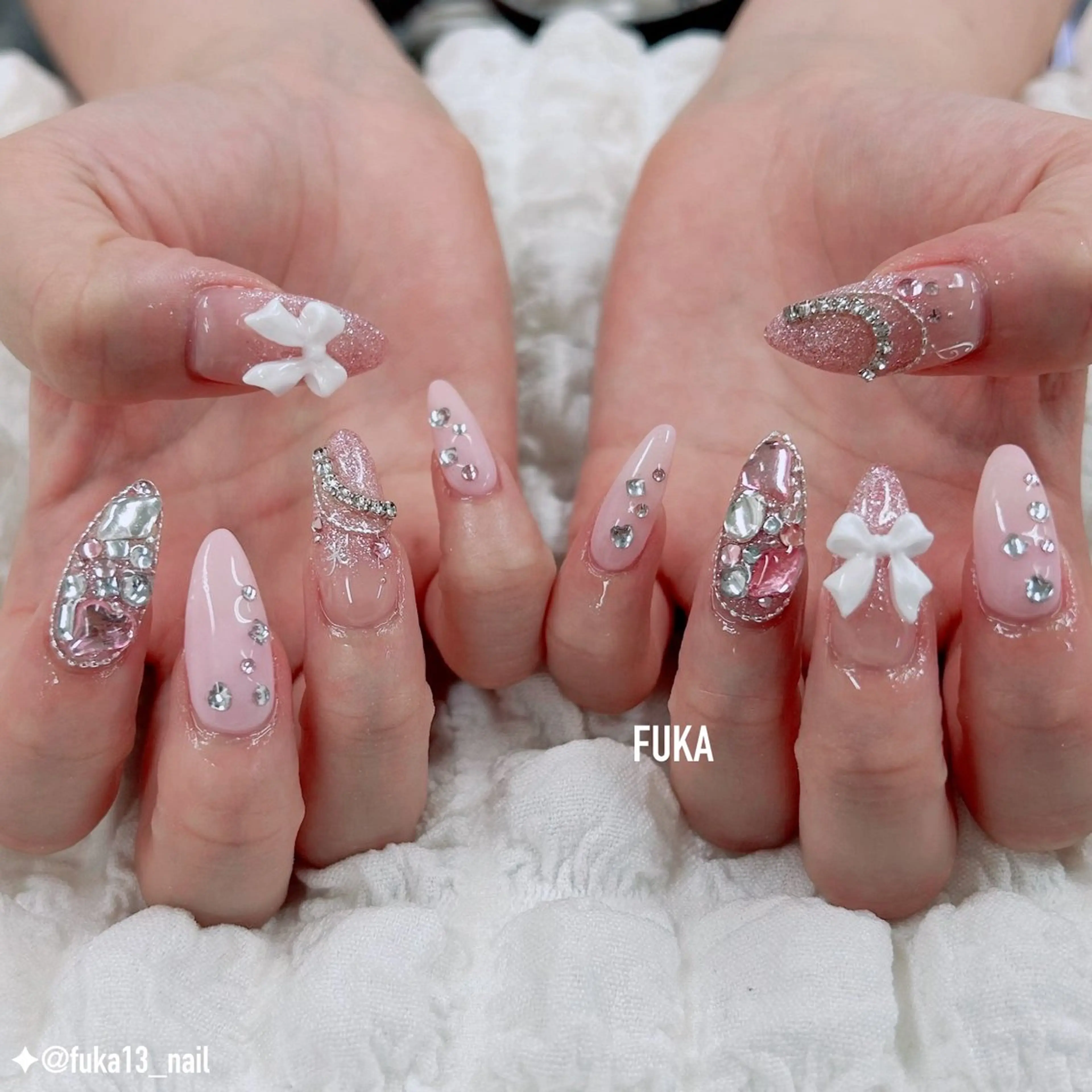 ネイル ガーリー 韓国ネイル ピンク リボン ワンホンネイル ハンドネイル Nail♡Fuka. /5月予約受付中のネイルデザイン