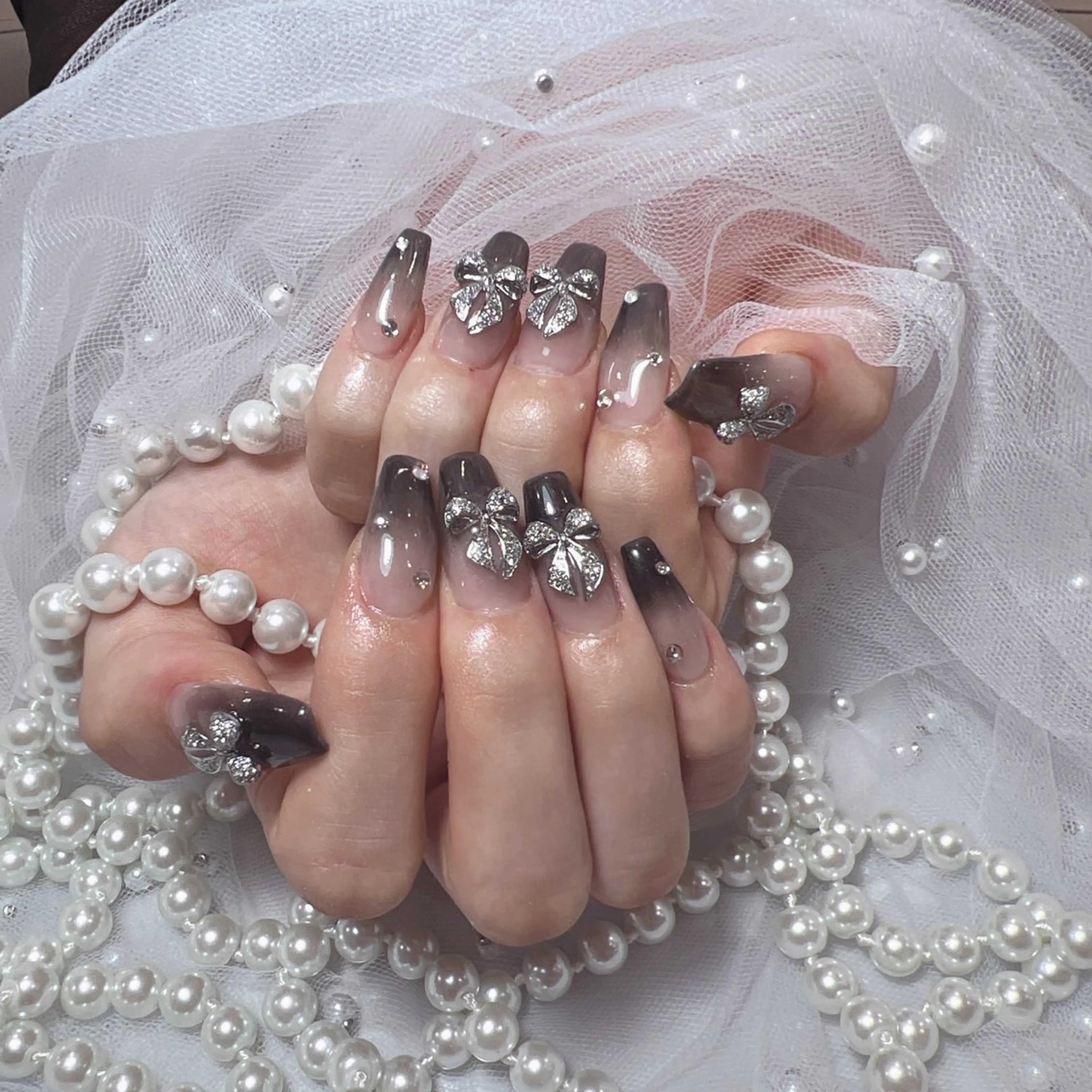 ネイル アートネイル フラッシュネイル フレンチネイル ジェルネイル ガラスフレンチ You&Me Yukiのネイルデザイン