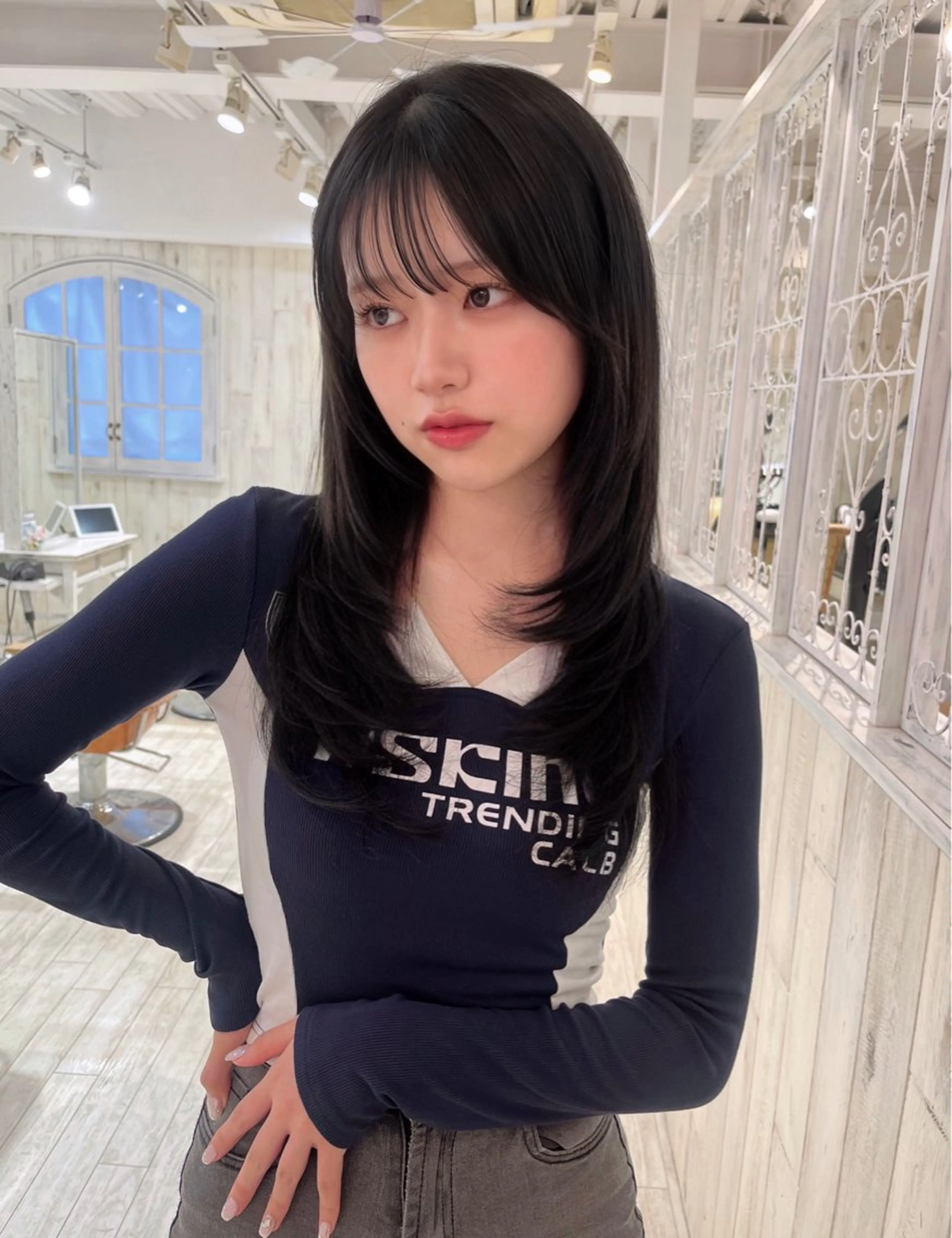 ロング カラー レイヤーカット カット ヘアカラー 【韓国ヘア×透明感 カラー】笹谷 莉未のヘアスタイル