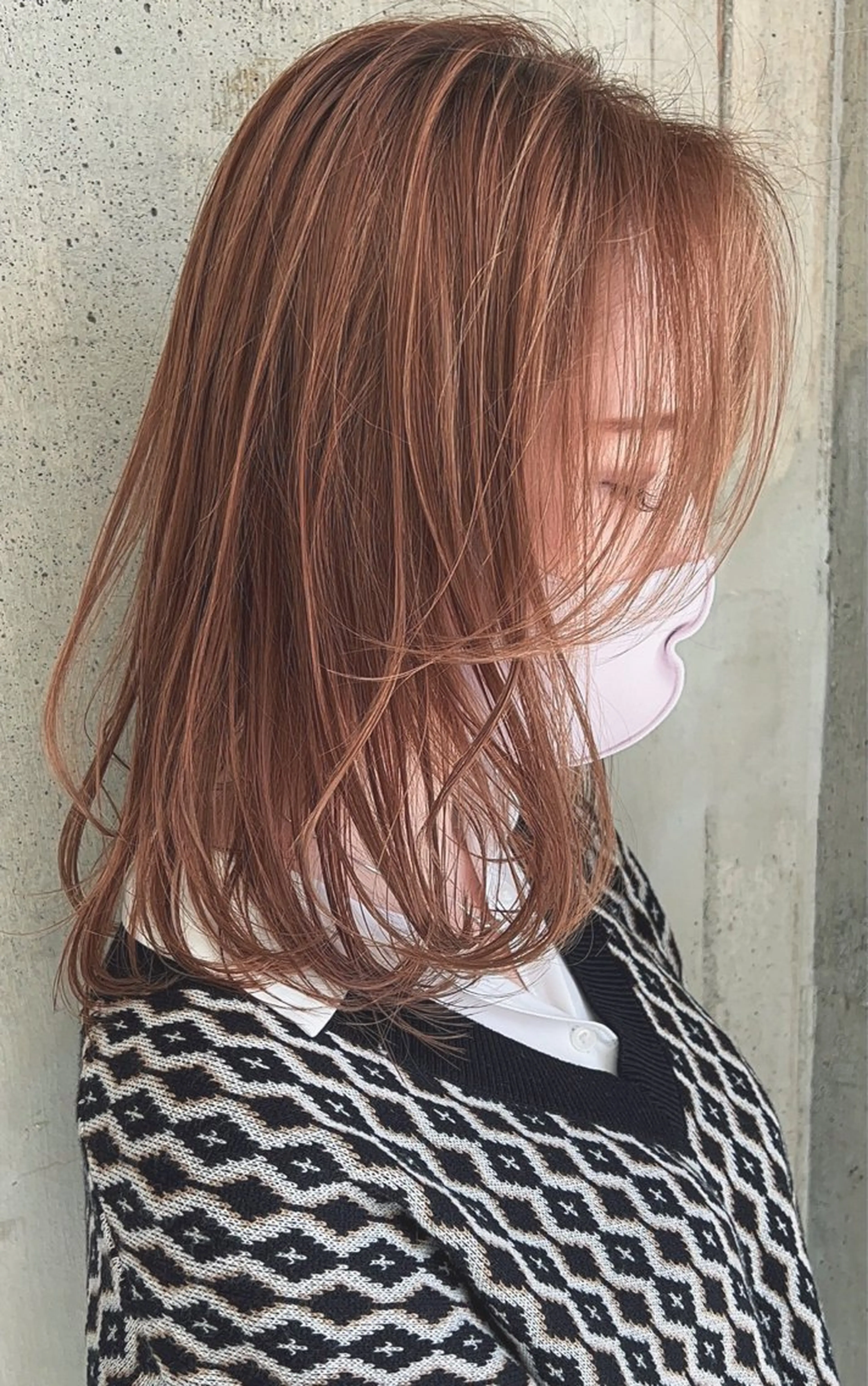 ミディアム カット ヘアカラー トリートメント ブリーチなしダブル カラー縮毛矯正　下野のヘアスタイル