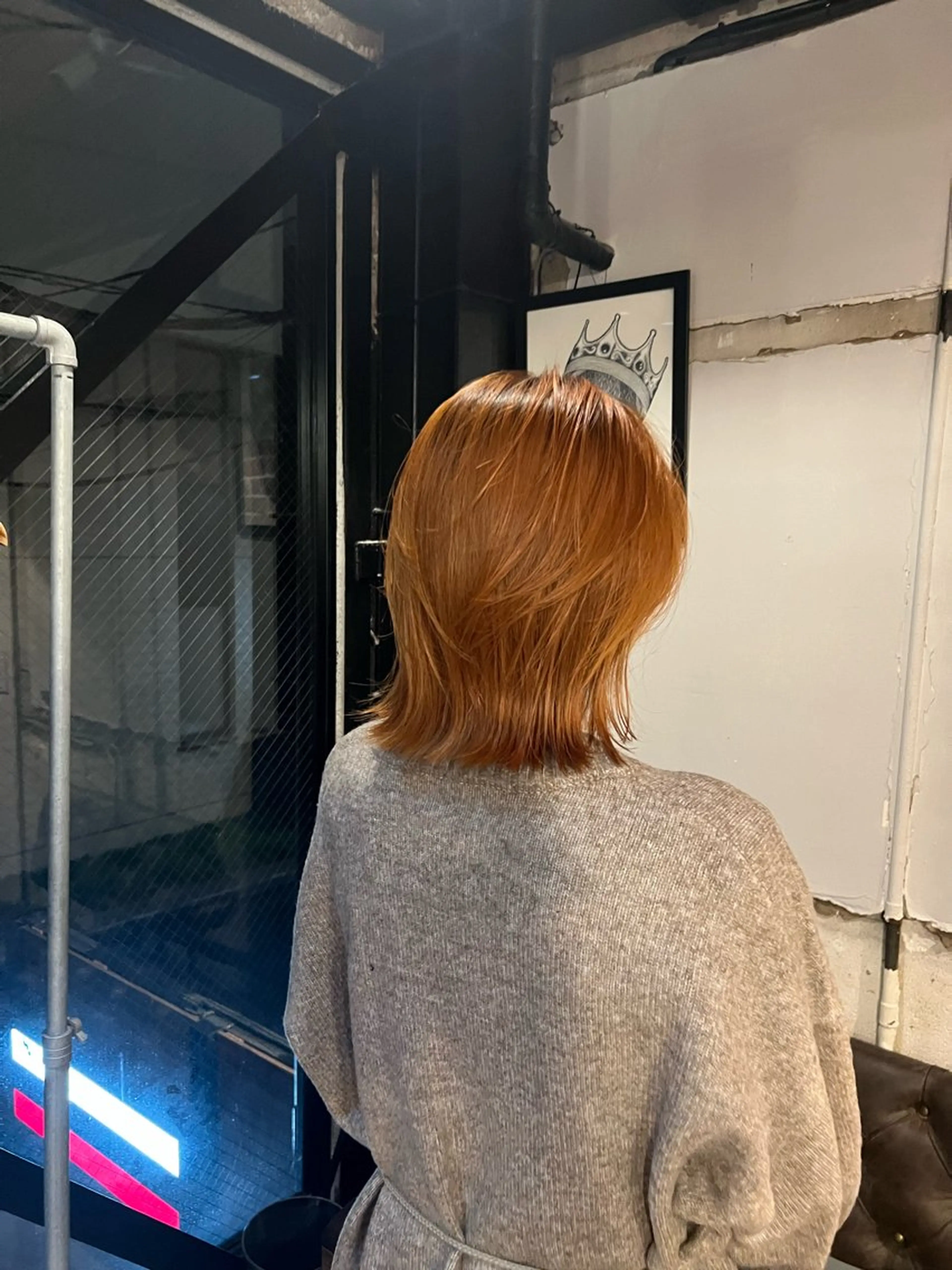 ミディアム カラー ボブレイヤー オレンジ ボブ レイヤーカット 【完全マンツー 恵比寿】佐藤 翔のヘアスタイル