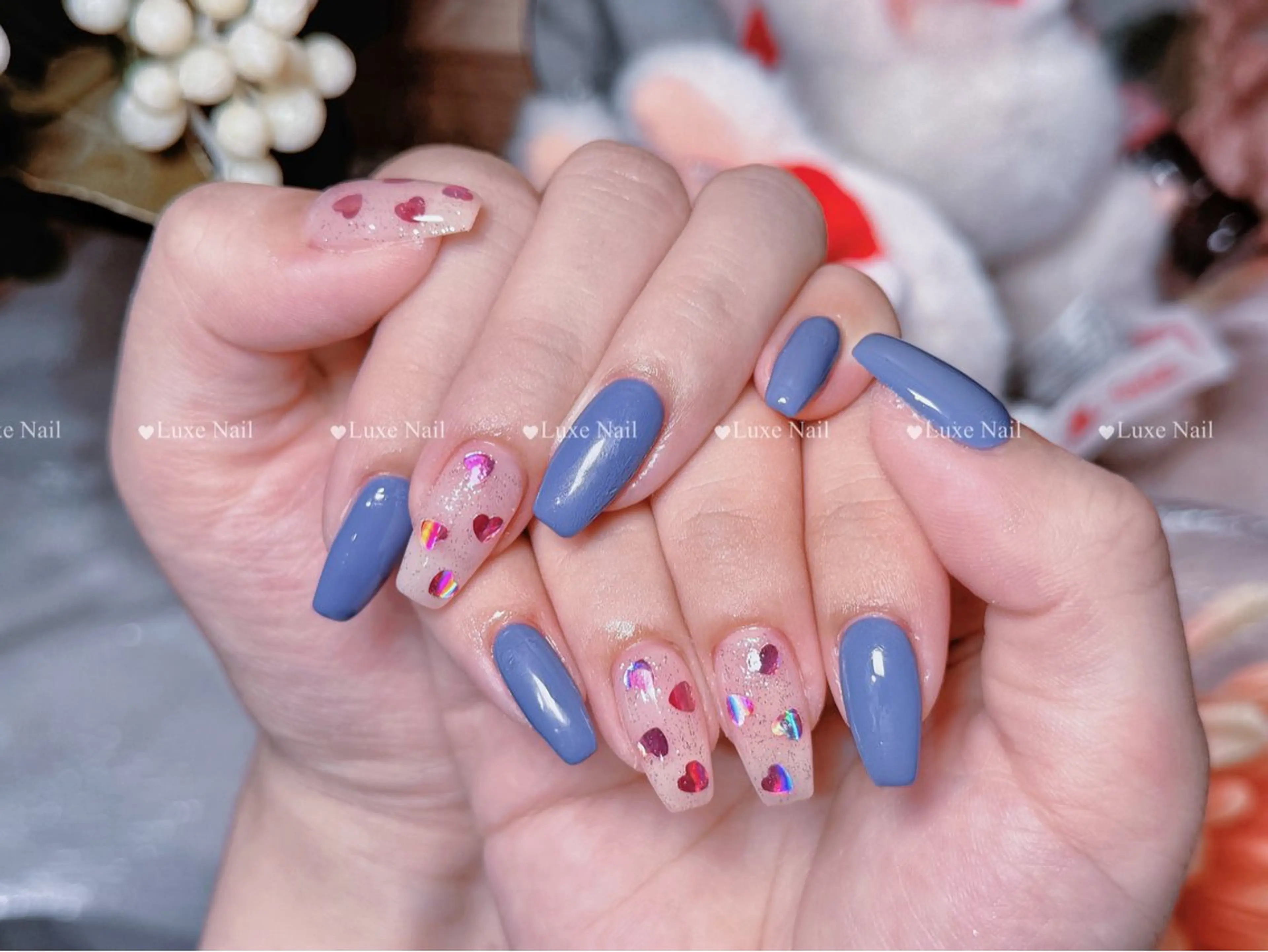 ネイル アートネイル オーロラネイル カジュアル クリアネイル 長さ出し ハンドネイル Luxe Nail Salonのネイルデザイン