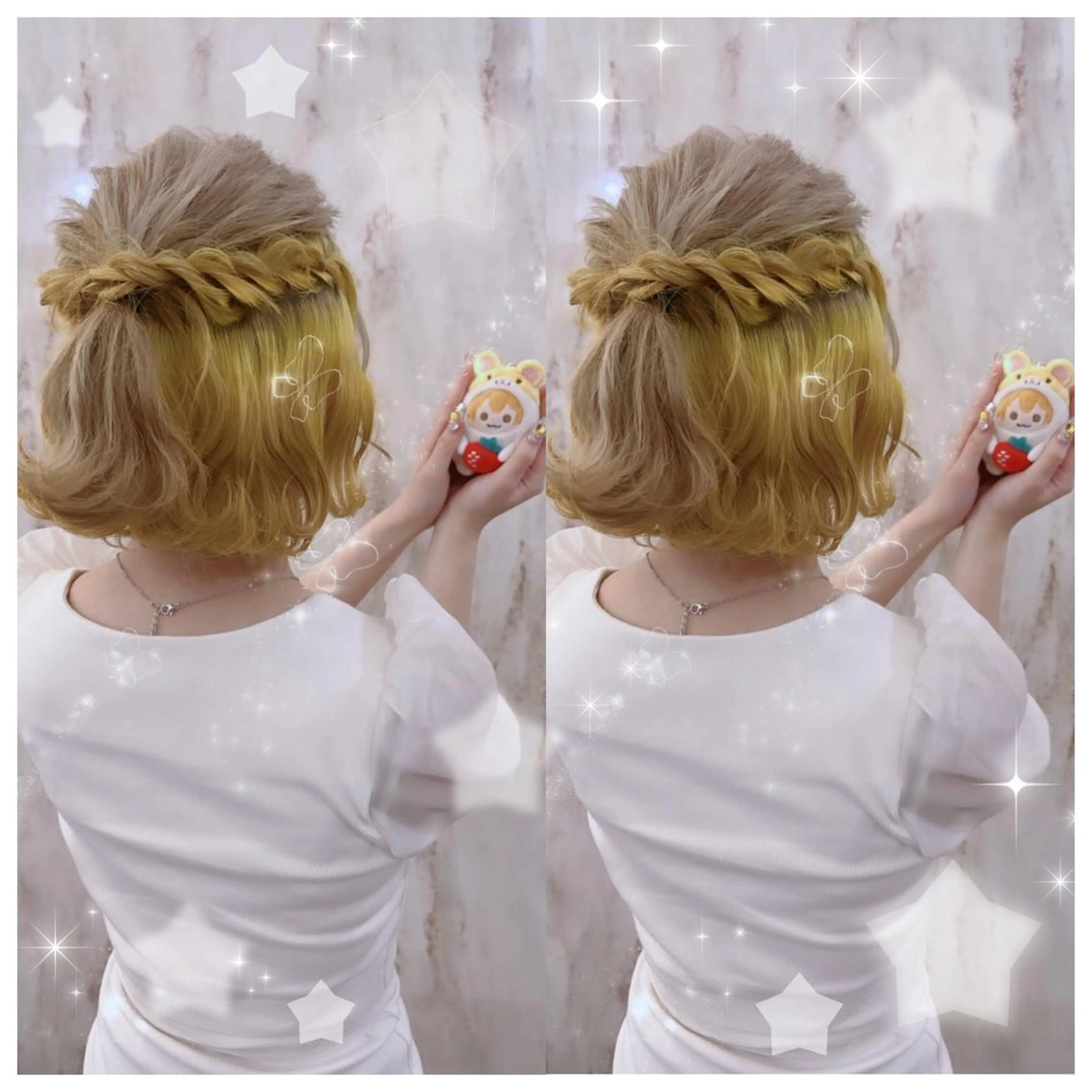 ロング カラー ヘアアレンジ ハーフアップ 結婚式・ブライダル シールエクステ バレイヤージュ 黒髪 セキグチ💞 lilaのマツエク・マツパデザイン