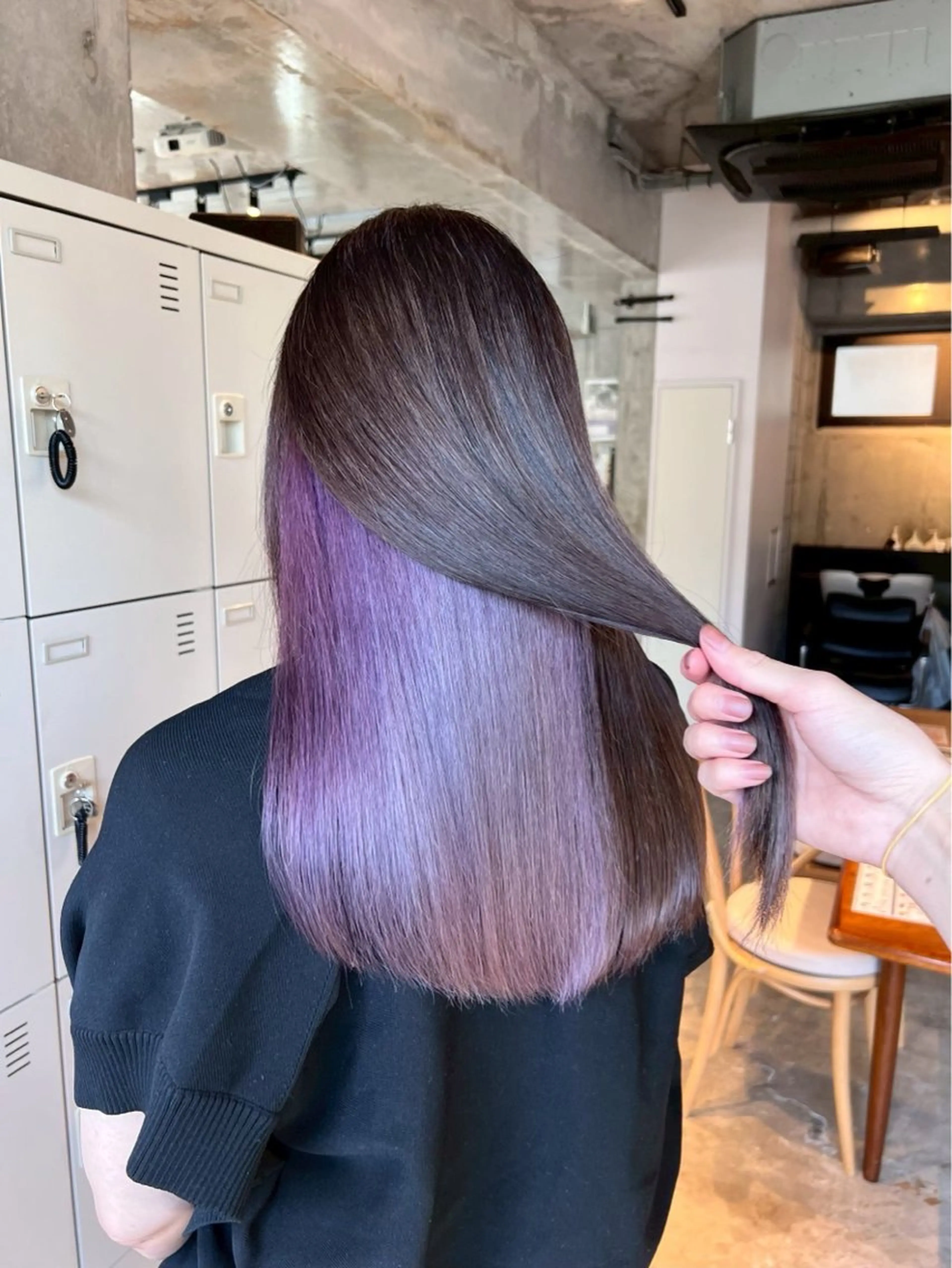 ロング カラー 透明感カラー オレンジ 縮毛矯正 ムツキ/品のある 艶カラー/縮毛矯正のヘアスタイル