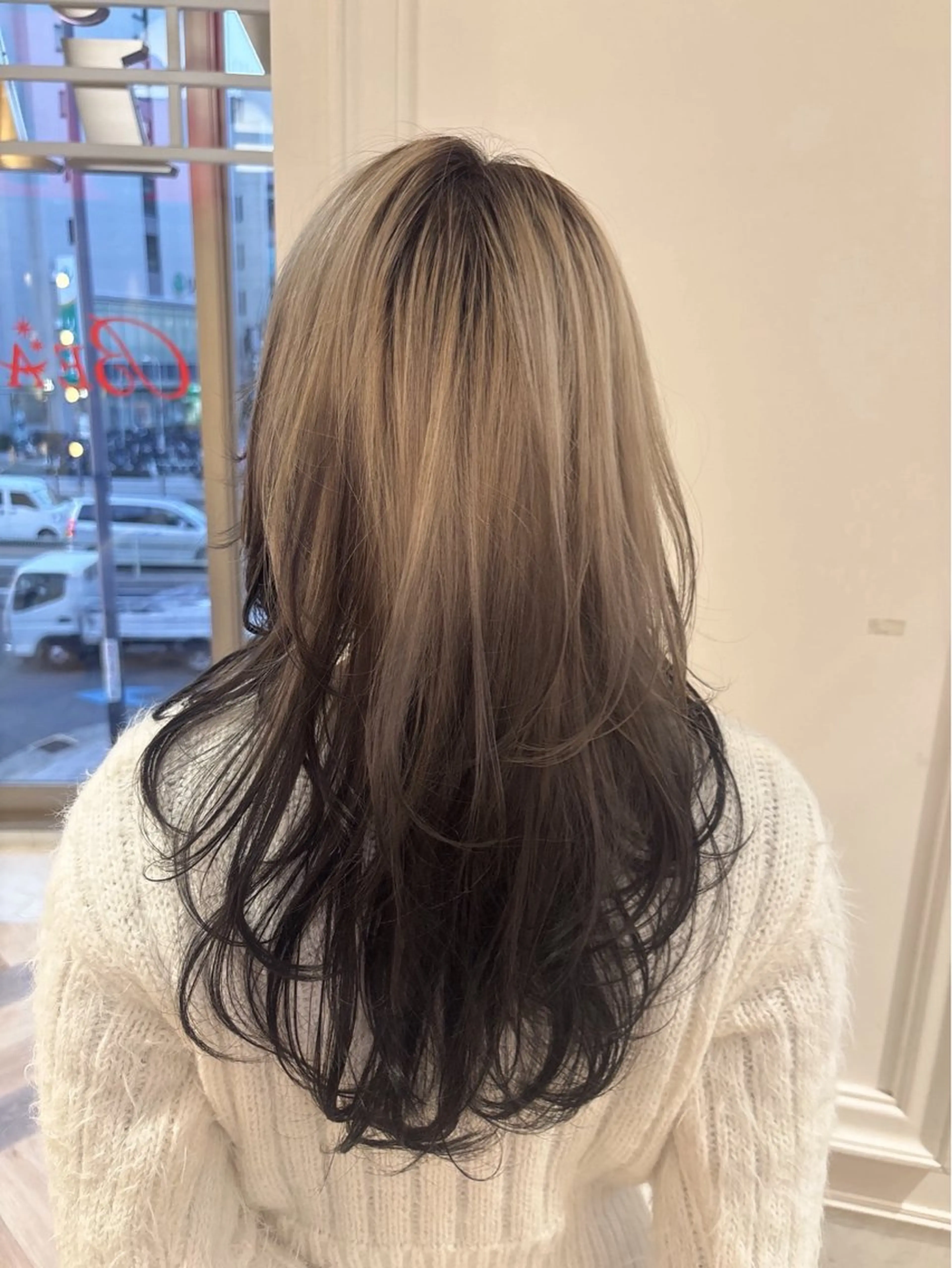 ロング カラー デザインカラー ハッシュカット 韓国風ヘア レイヤーカット カット ヘアカラー 野田阪神/レイヤー/ ハイライト/yuuのヘアスタイル