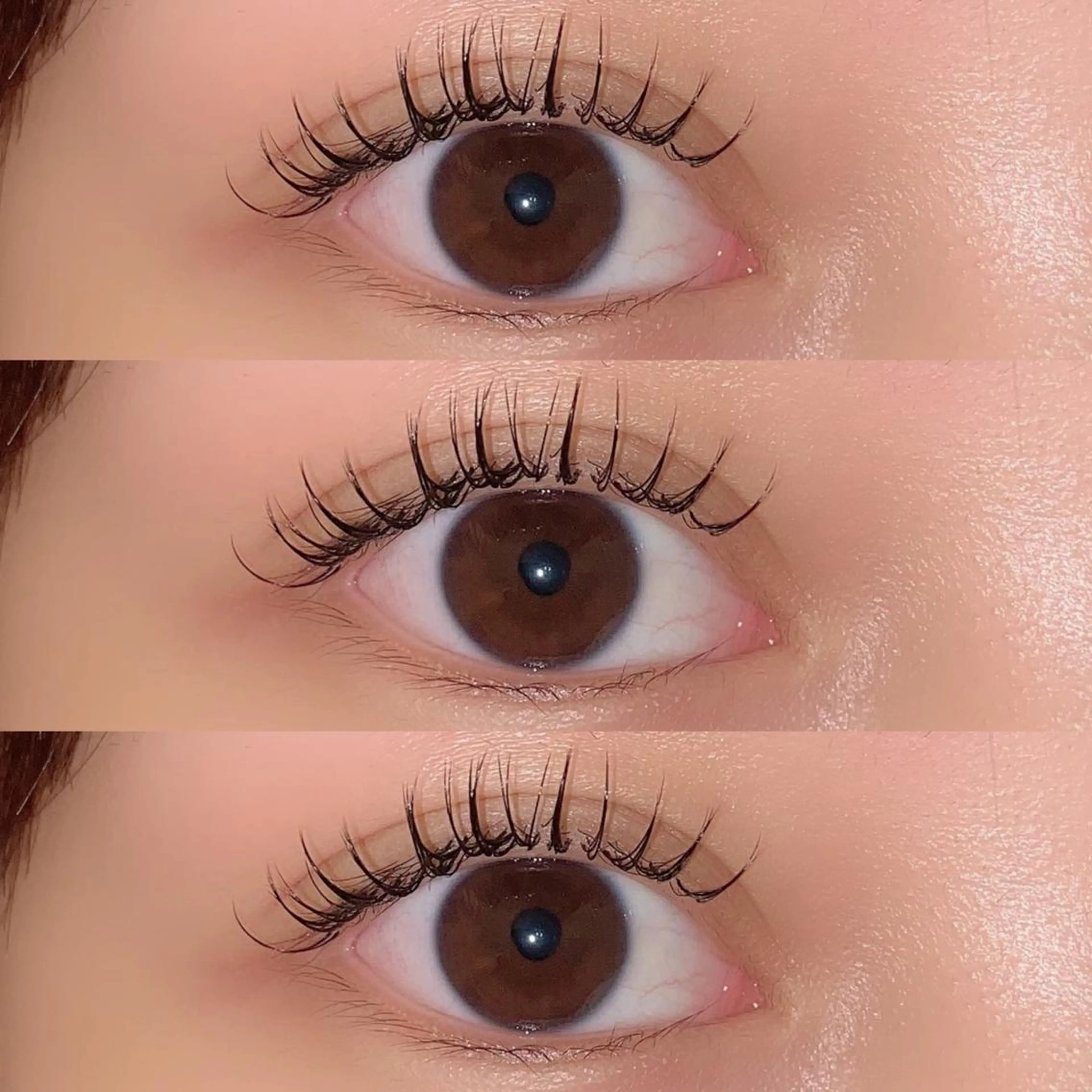 マツエク・マツパ 束感まつ毛 フラットラッシュ 韓国風マツエク パリジェンヌラッシュリフト ボリュームラッシュ 肌に馴染むハイトーン /ミルクティーカラーのヘアスタイル