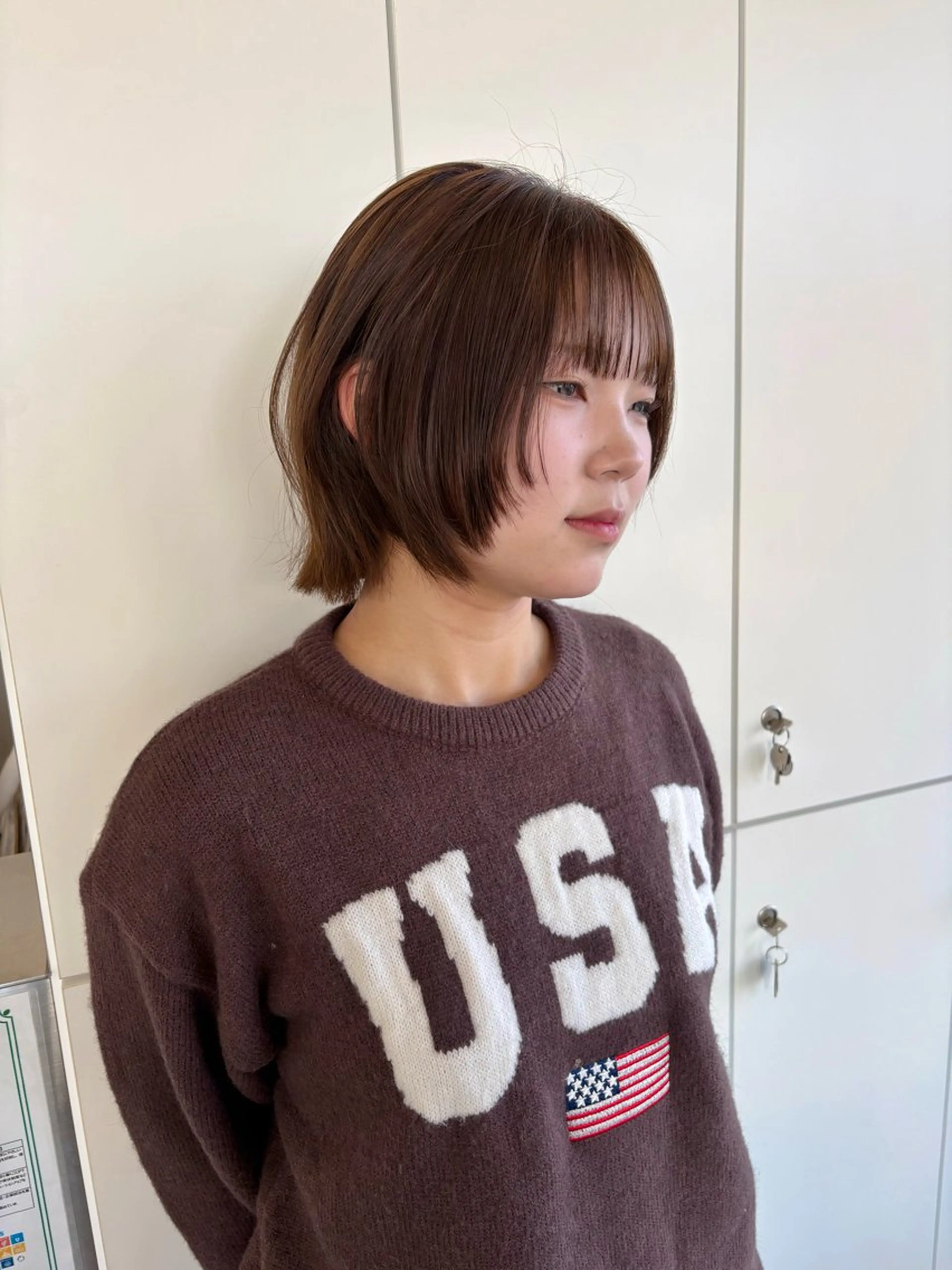 ショート カラー ボブレイヤー ブラウンカラー ナチュラルブラウン ボブ レイヤーカット カット ヘアカラー トリートメント LOMARLIE / 𝐂𝐇𝐈𝐊𝐀のヘアスタイル