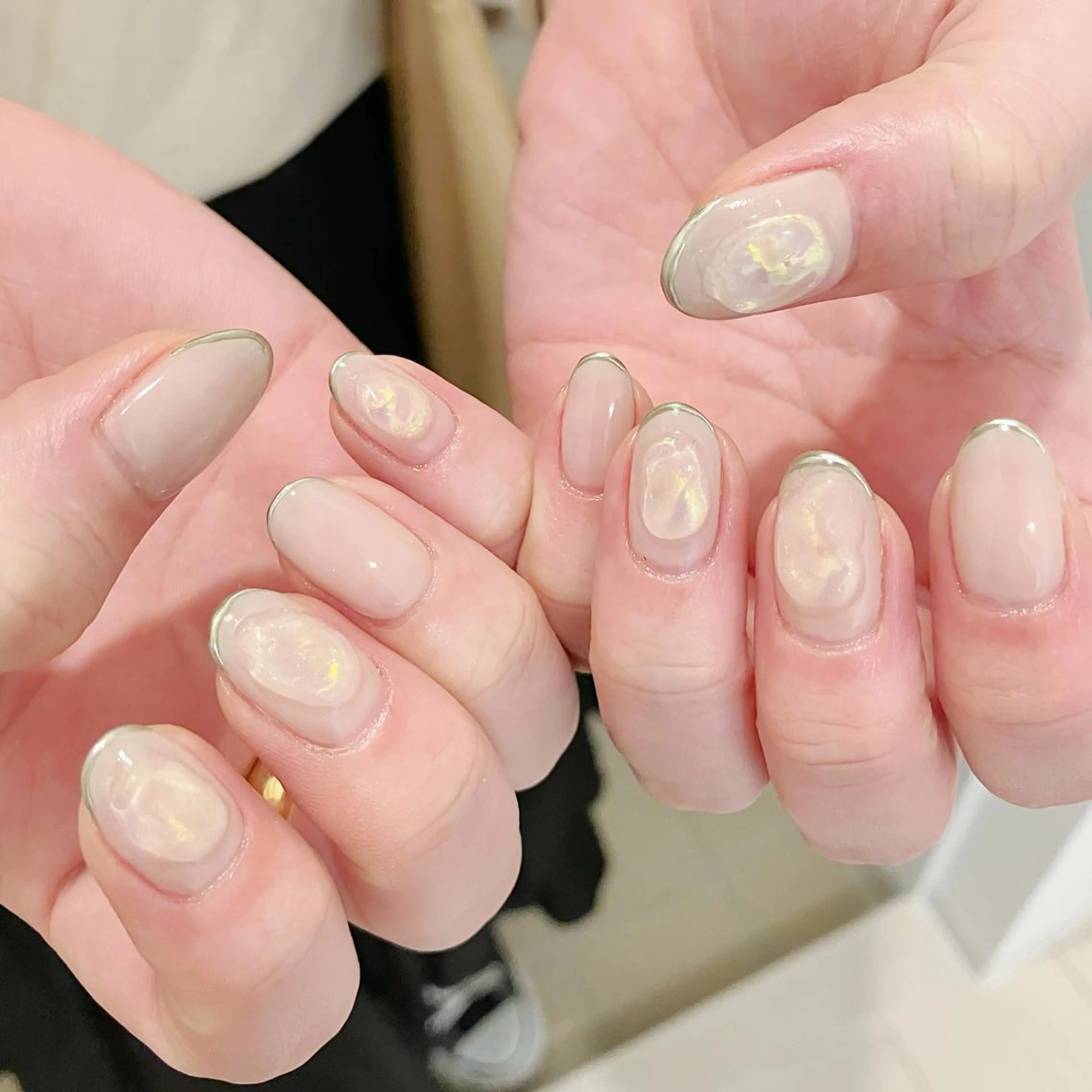 ネイル オーロラネイル フラッシュネイル ジェルネイル 氷ネイル・うるうるネイル キラキラネイル Amour baseのネイルデザイン